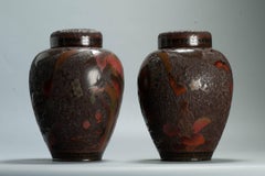 Antique 19th C Japanese Totai Shippo Tree Bark Cloisonne Vases Birds Flowers