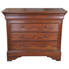 Antique 19th C. Louis Philippe French Pine Commode Tall Chest of Drawers Dresser