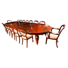 Antique 19th C Mahogany Extending Dining Table & 16 Balloon Back Chairs