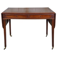 Antique 19th C. Mahogany Sheraton Federal Dropleaf Side Table Library Desk