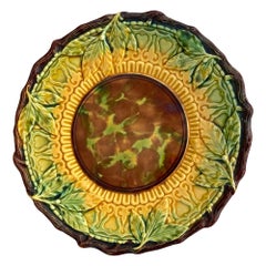 Antique 19th c. Majolica Leaves and Vines Schramberg Majolica