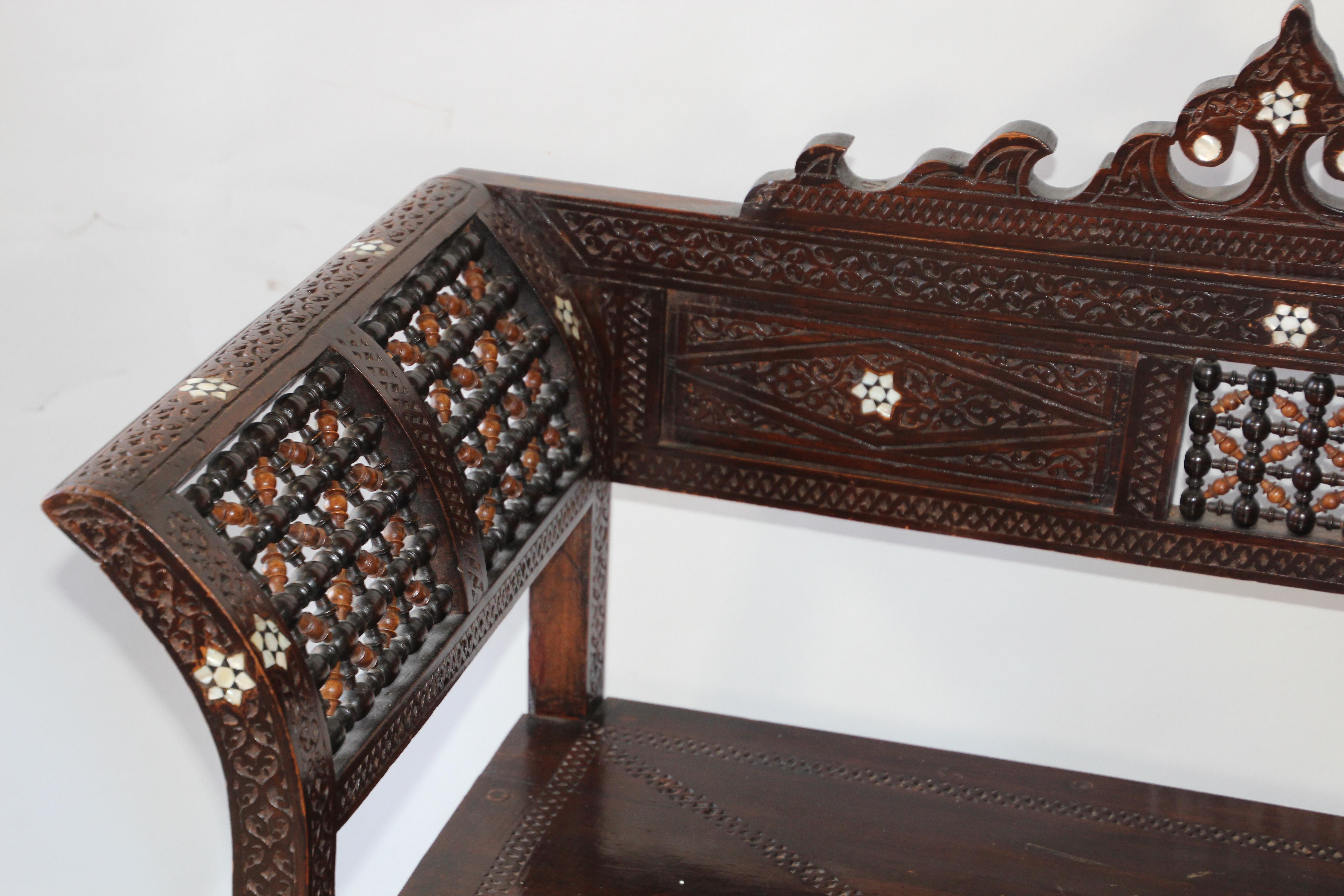 20th Century Antique 19th Century Middle Eastern Arabian Syrian Moorish Settee