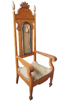 Antique 19th Century Monumental Victorian Quartersawn Oak Carved Throne Chairs