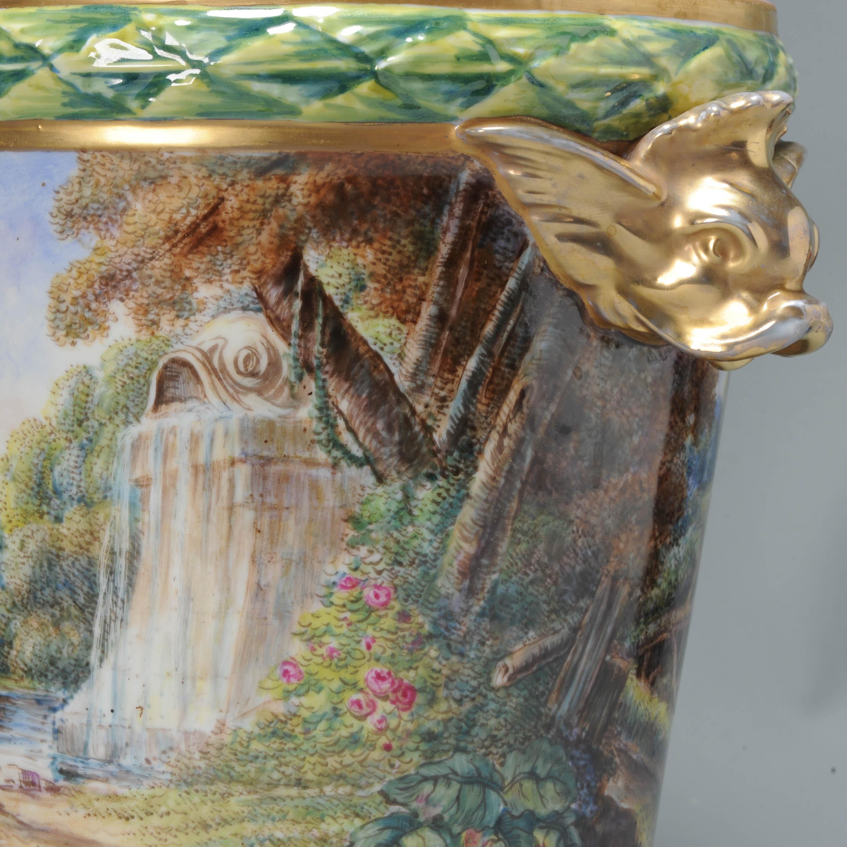 Antique 19th Century Paris France Porcelain Cache Pot Jardiniere Sevres Style 7