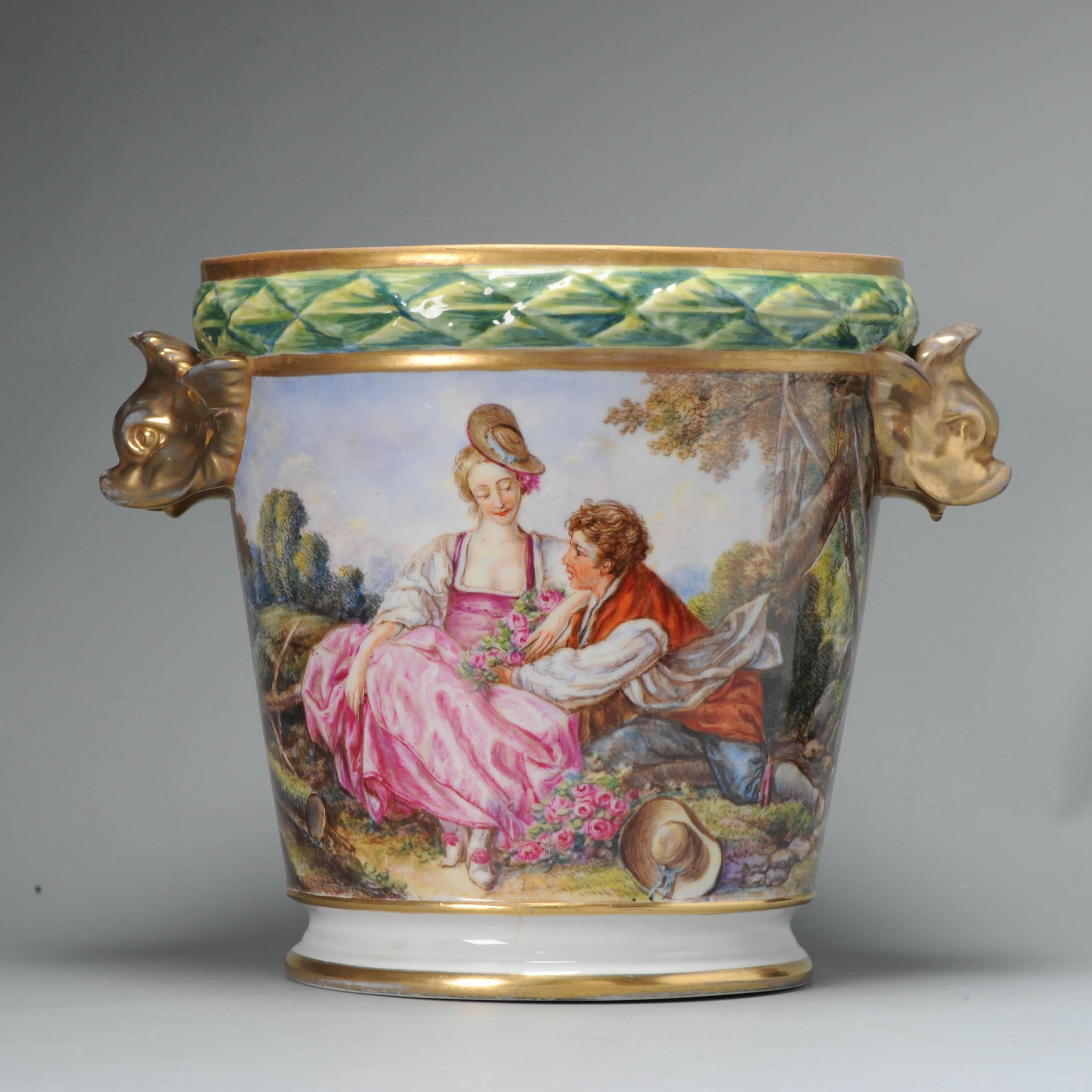 Qing Antique 19th Century Paris France Porcelain Cache Pot Jardiniere Sevres Style