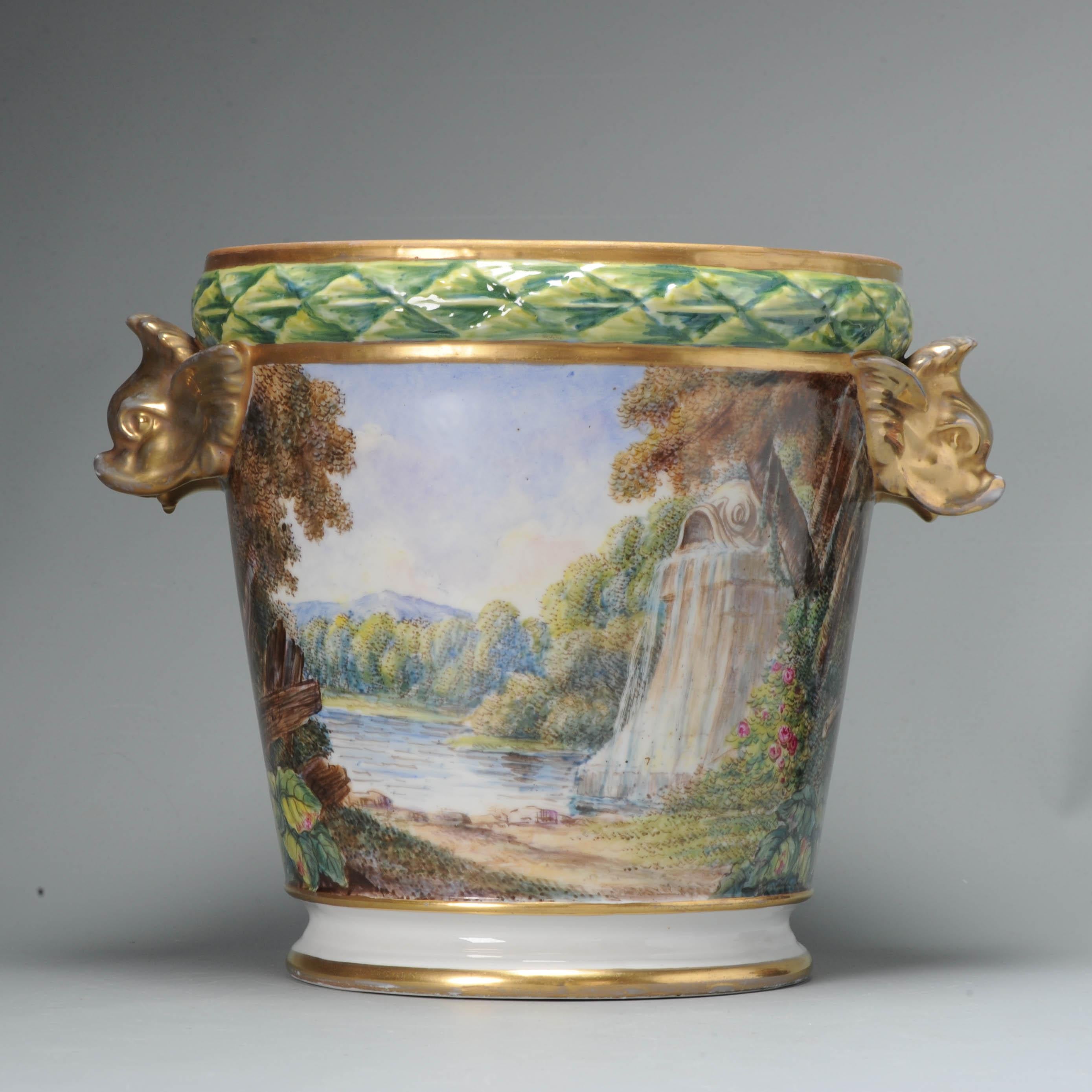 Antique 19th Century Paris France Porcelain Cache Pot Jardiniere Sevres Style In Good Condition In Amsterdam, Noord Holland