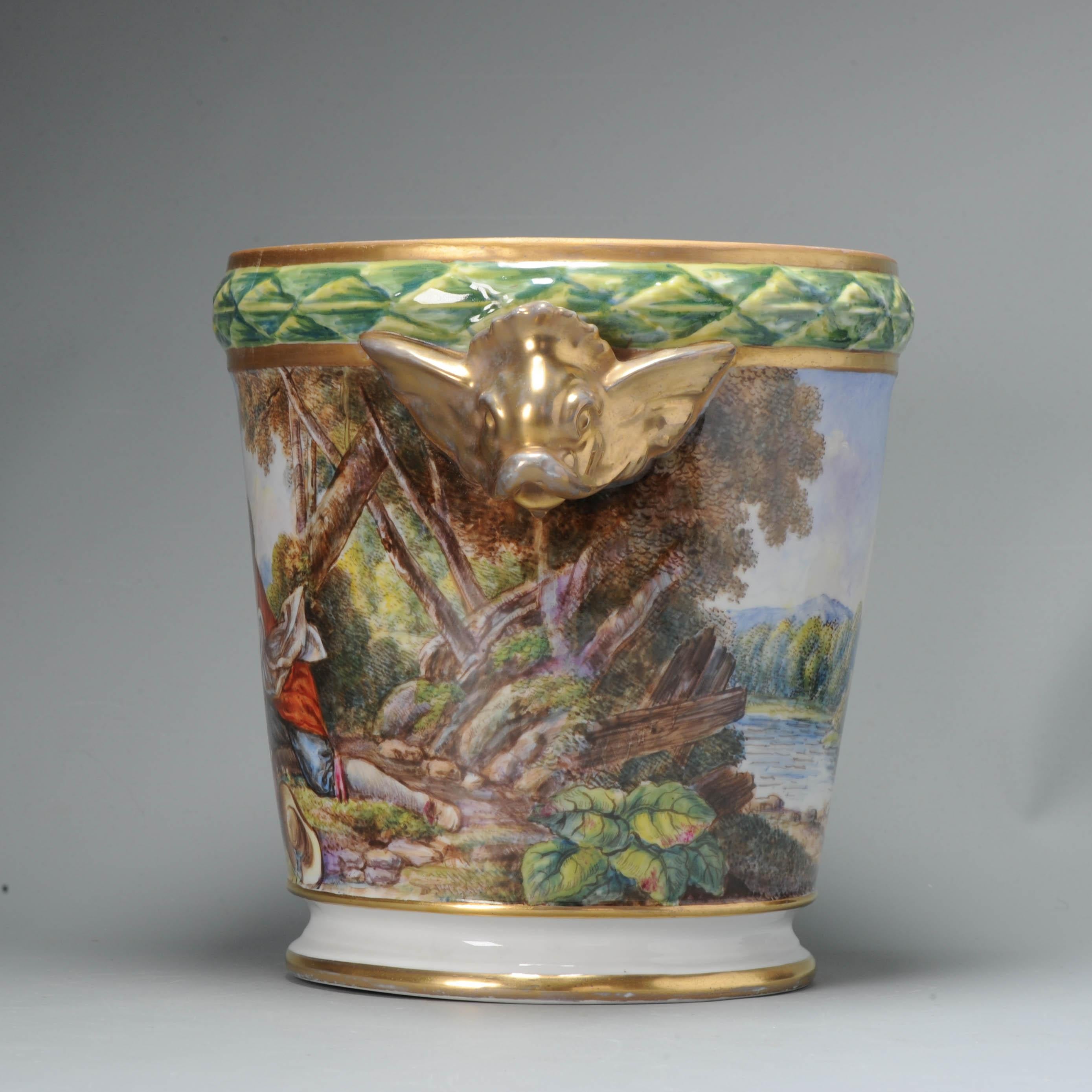 Antique 19th Century Paris France Porcelain Cache Pot Jardiniere Sevres Style 1