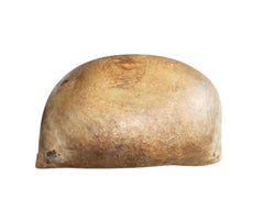 Antique 19th C. Primitive Hand-Carved Wooden Dough Bowl with Stitch Repairs