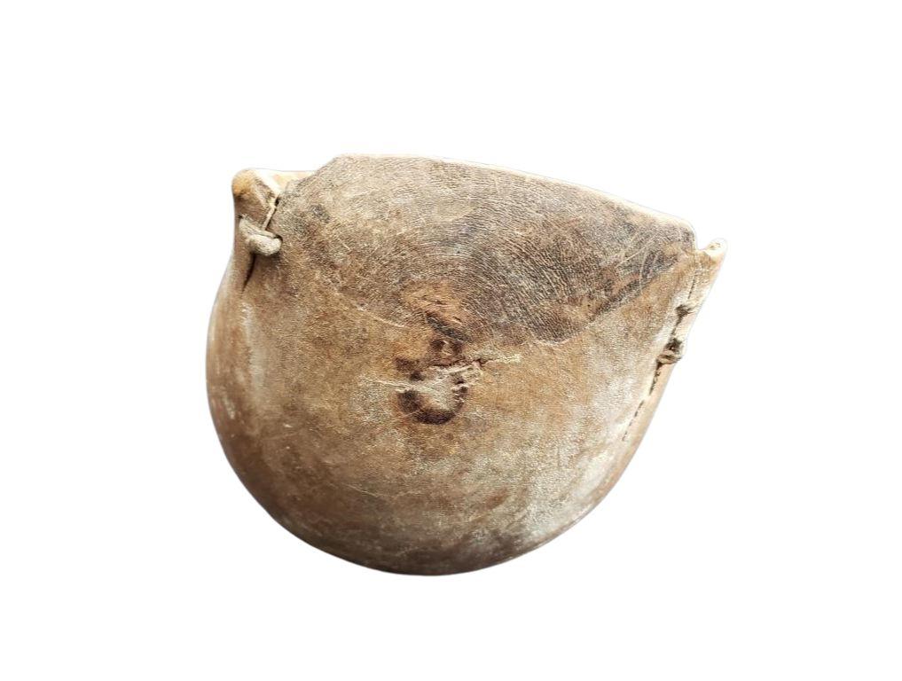 Antique 19th C. Primitive Hand-Carved Wooden Dough Bowl with Stitch Repairs For Sale 1