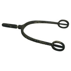 Antique 19th C. Repousse Sterling Silver Equestrian Horse Screw Clamp Spur 55g