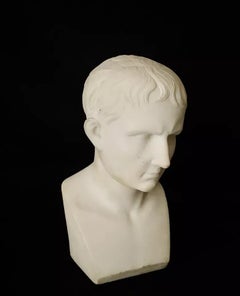 Antique 19th C Roman Emperor Augustus AVGVSTVS CAESAR Marble Bust