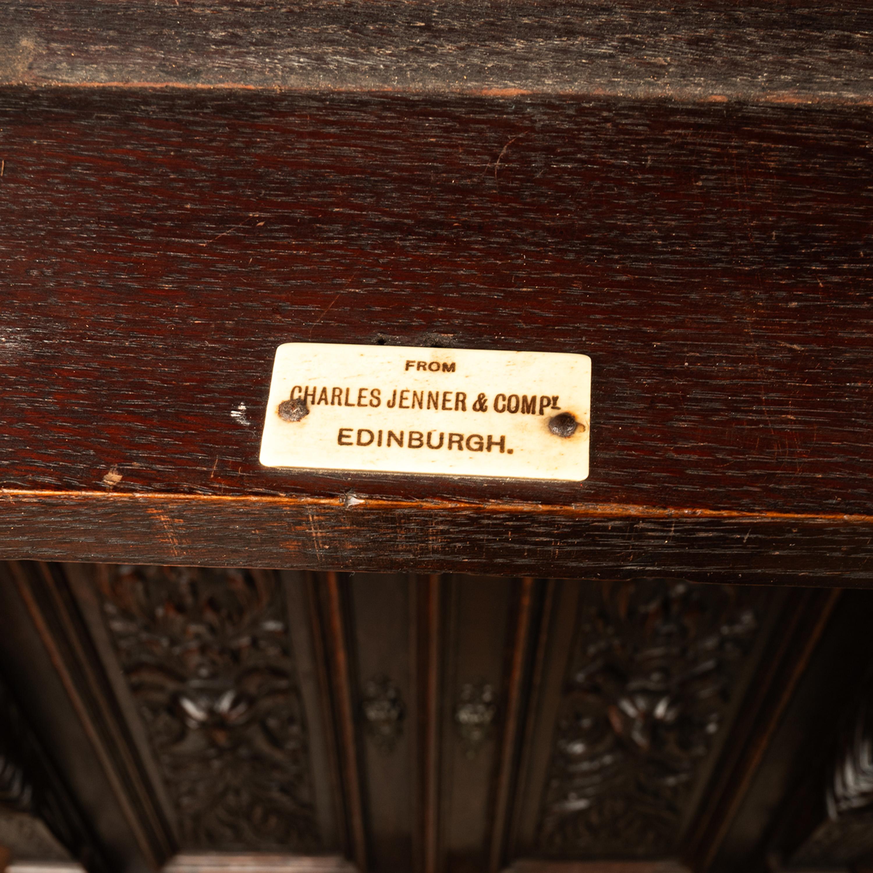Antique 19th C Scottish Carved Oak Hall Cupboard Mirror Tree Lions Angels 1890 14