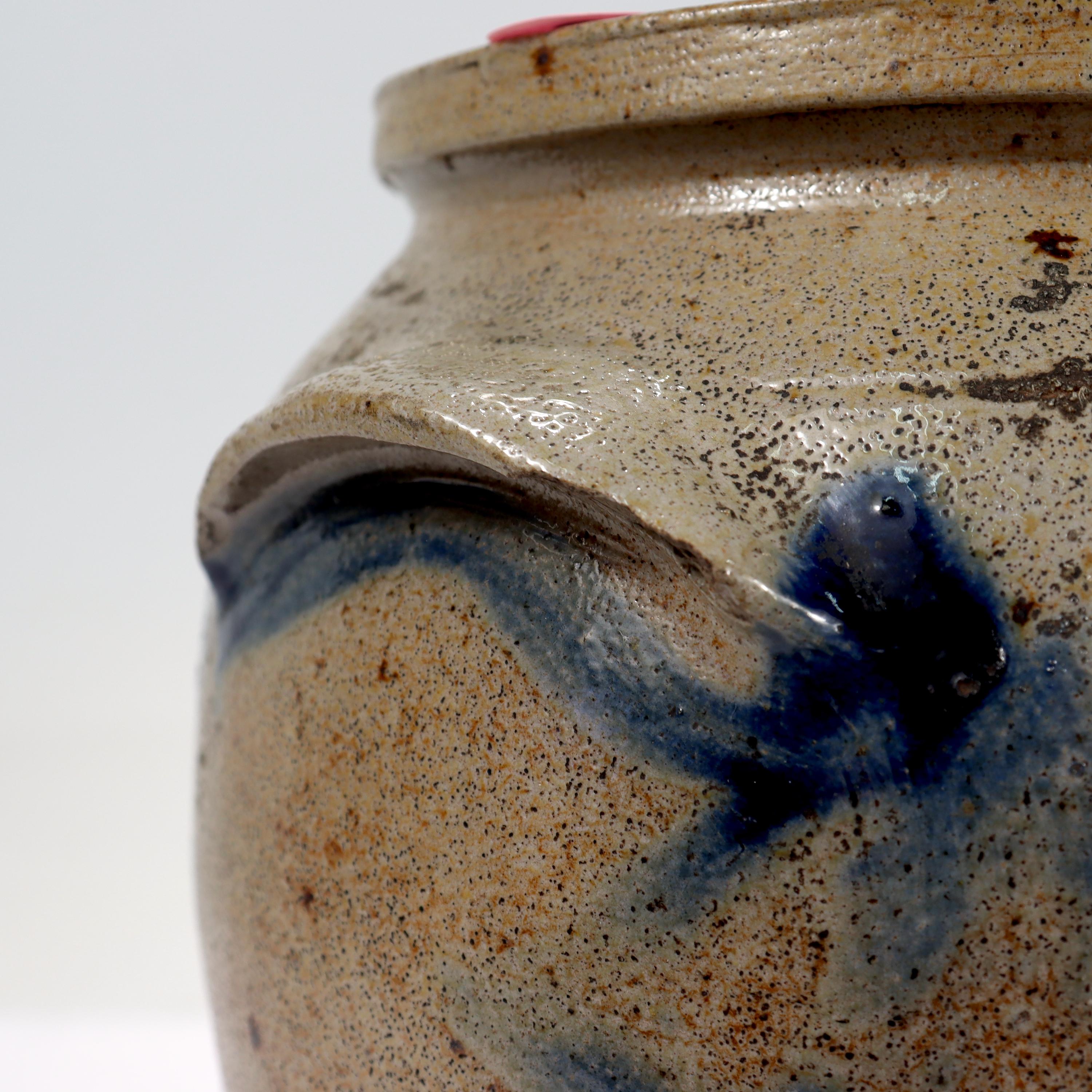 Antique 19th C. Southern 'Maryland' Blue Decorated Salt Glaze Stoneware Crock 4