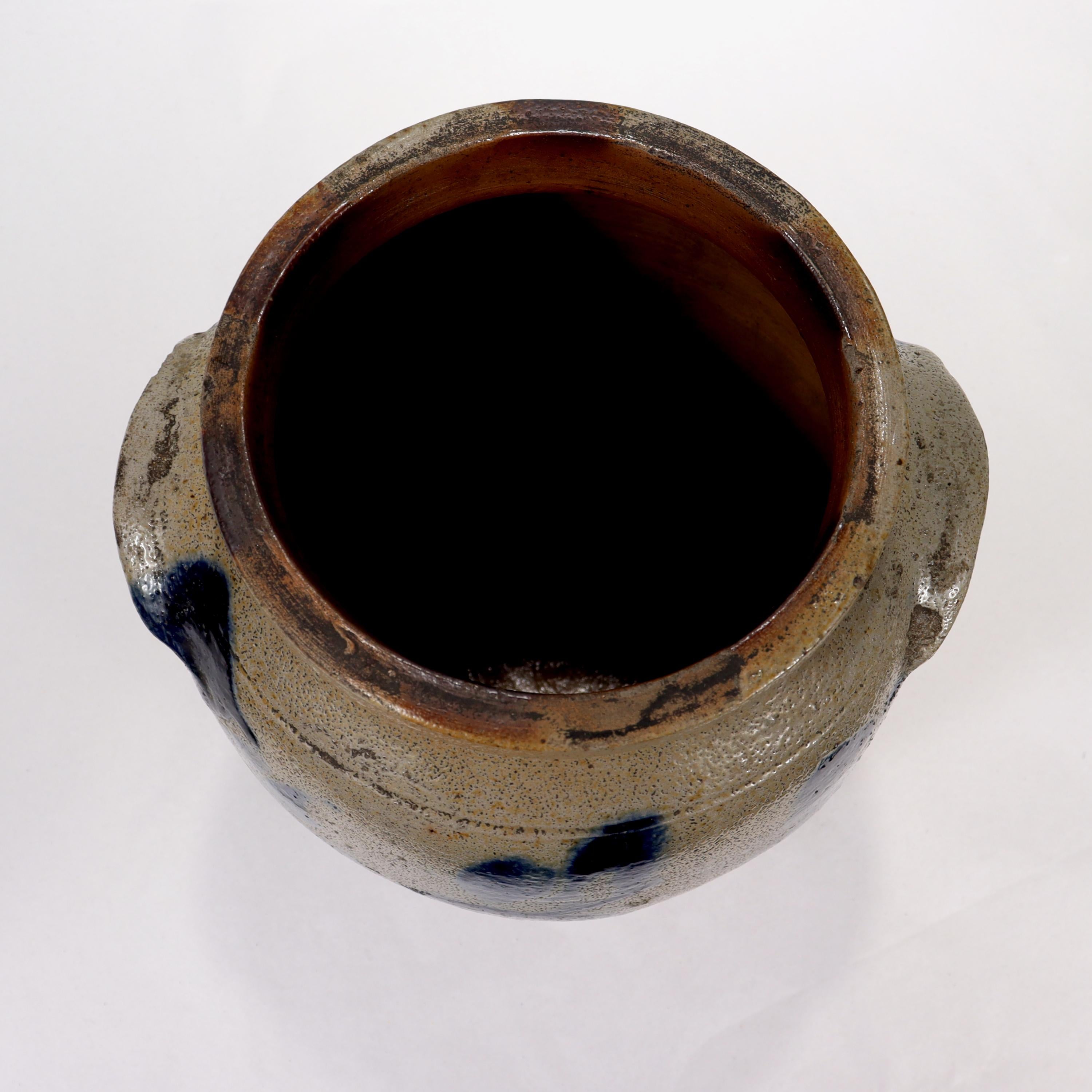 19th Century Antique 19th C. Southern 'Maryland' Blue Decorated Salt Glaze Stoneware Crock