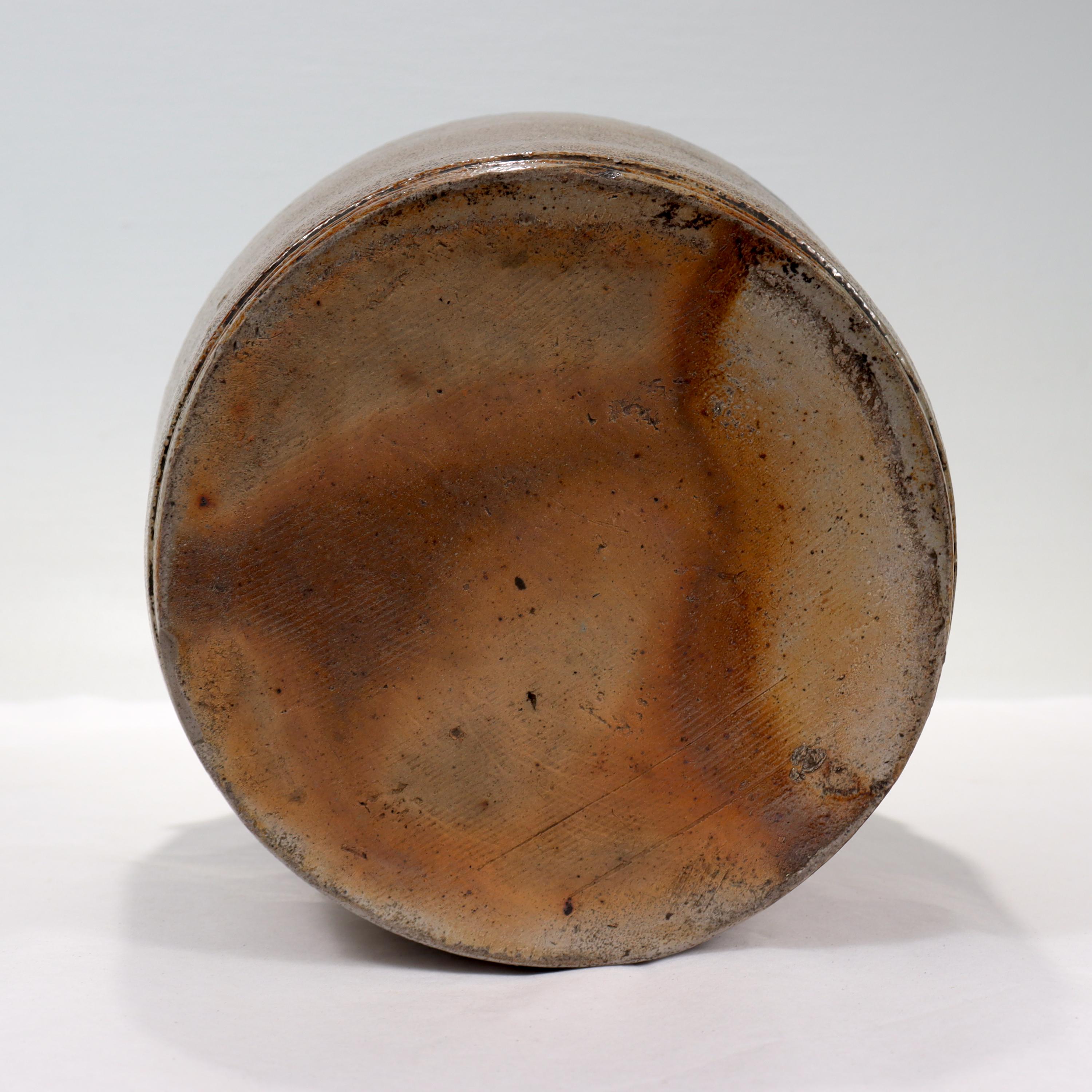 Antique 19th C. Southern 'Maryland' Blue Decorated Salt Glaze Stoneware Crock 1