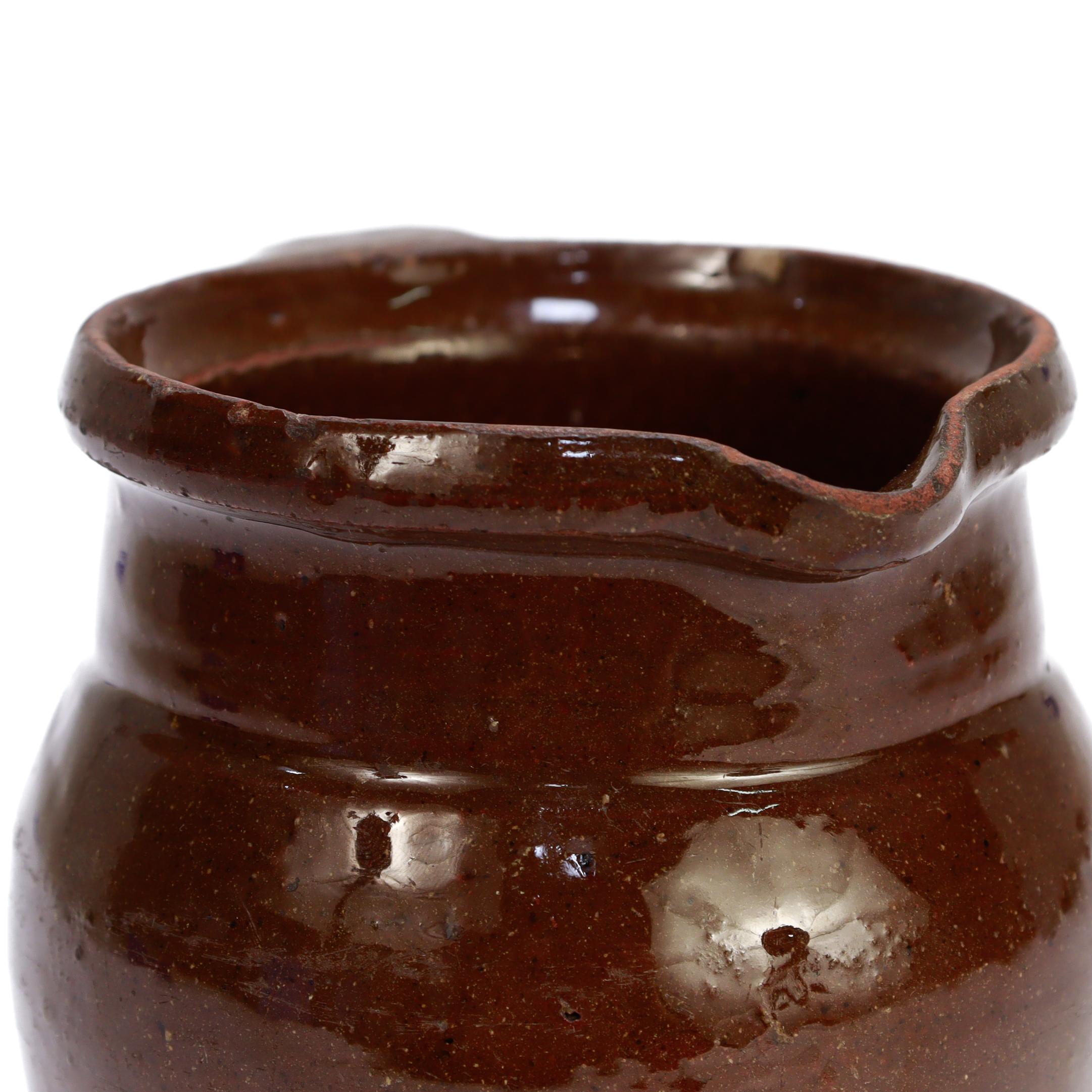 Antique 19th C. Southern / Mid-Atlantic Redware Cream or Milk Pitcher For Sale 2