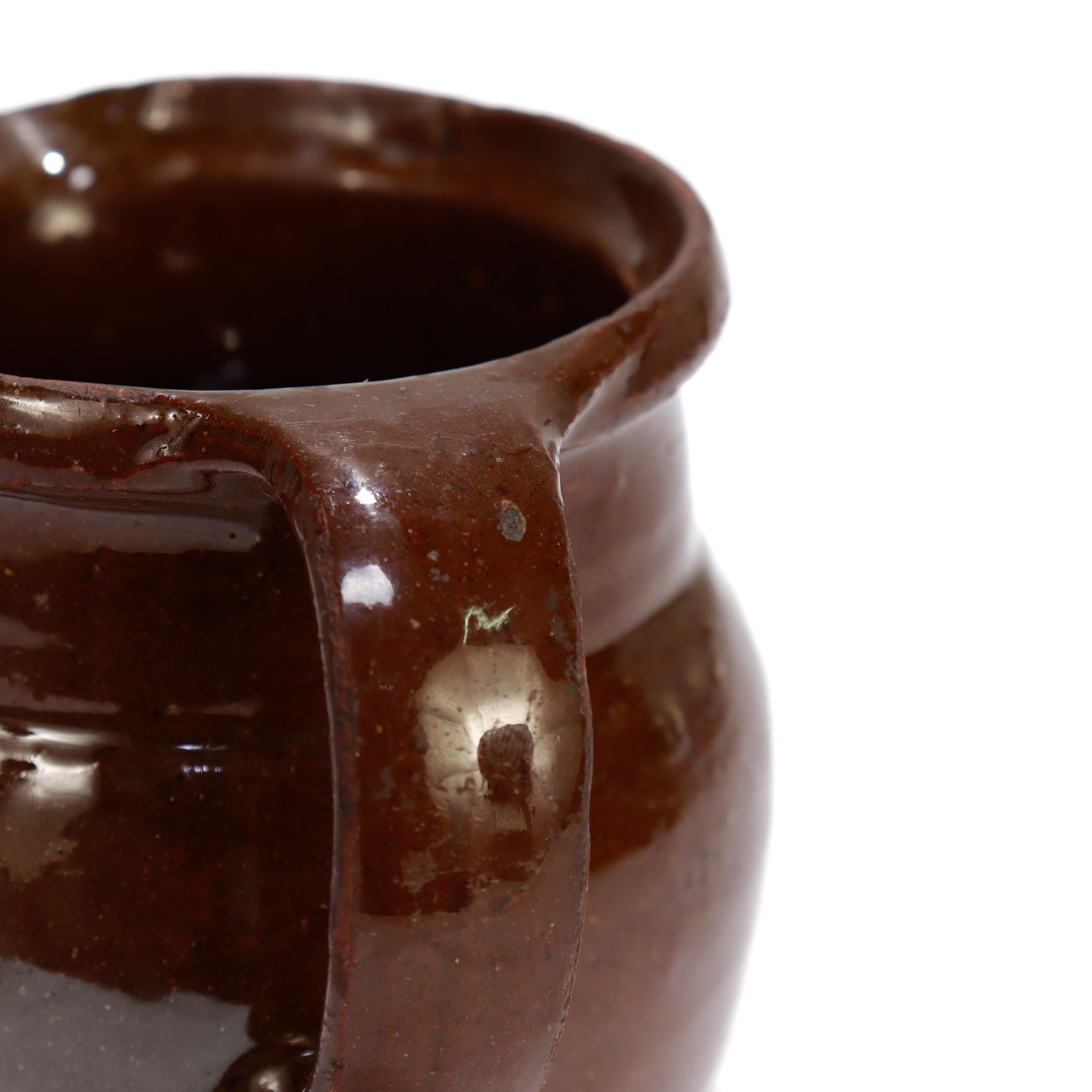 Antique 19th C. Southern / Mid-Atlantic Redware Cream or Milk Pitcher For Sale 3