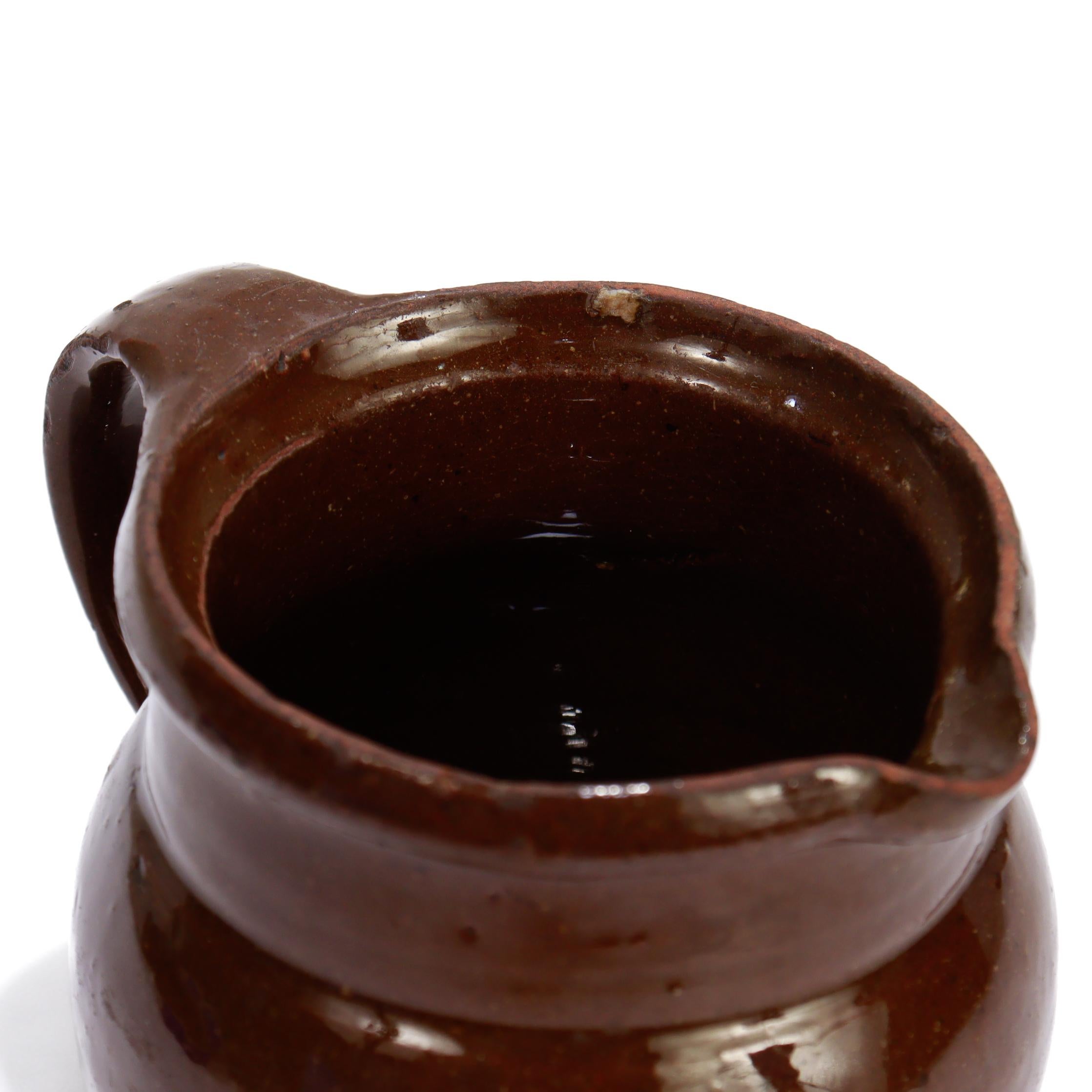Antique 19th C. Southern / Mid-Atlantic Redware Cream or Milk Pitcher For Sale 1