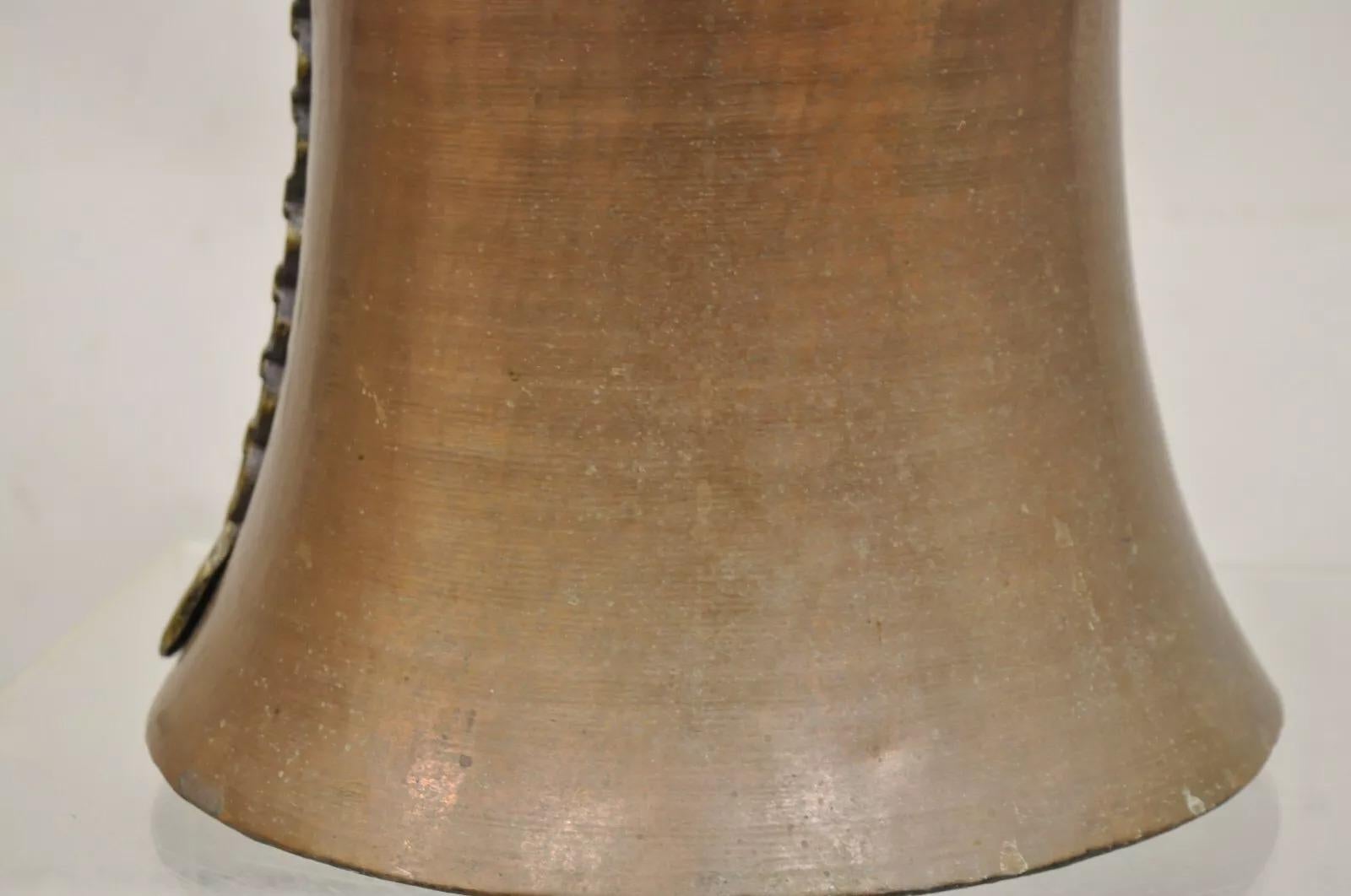 19th Century Antique 19th C. Turkish Primitive Hand Hammered Copper Lidded Pitcher Pot Large For Sale