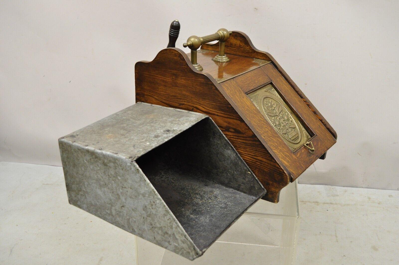 Antike 19. C viktorianischen und Messing Kamin Scuttle Box Kohle Eimer w / Schaufel (Viktorianisch) im Angebot