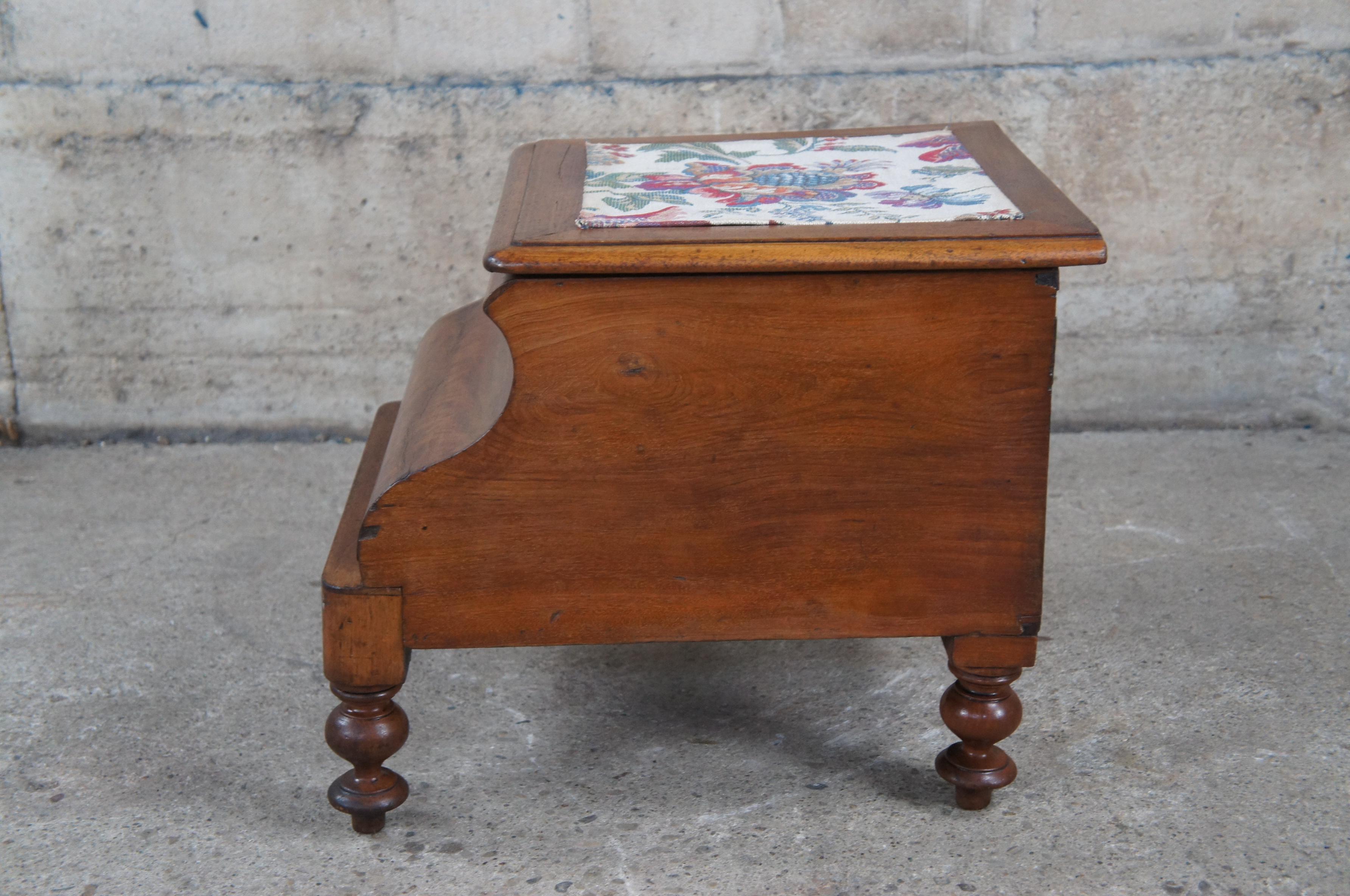 Antique 19th C. Victorian Crotch Mahogany Chamber Pot Commode Toilet Step Stool 2