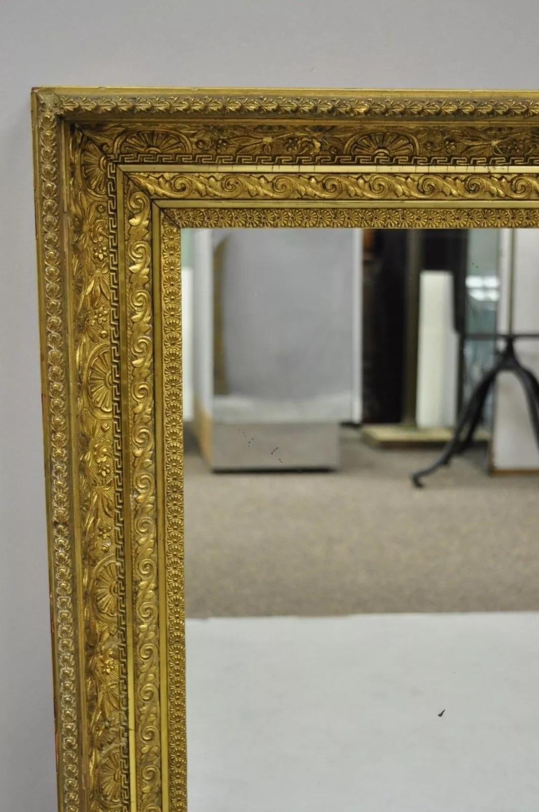 Vittoriano Antique 19th C Victorian Gold Giltwood & Gesso Foliate Design/One Wall Mirror (A) in vendita