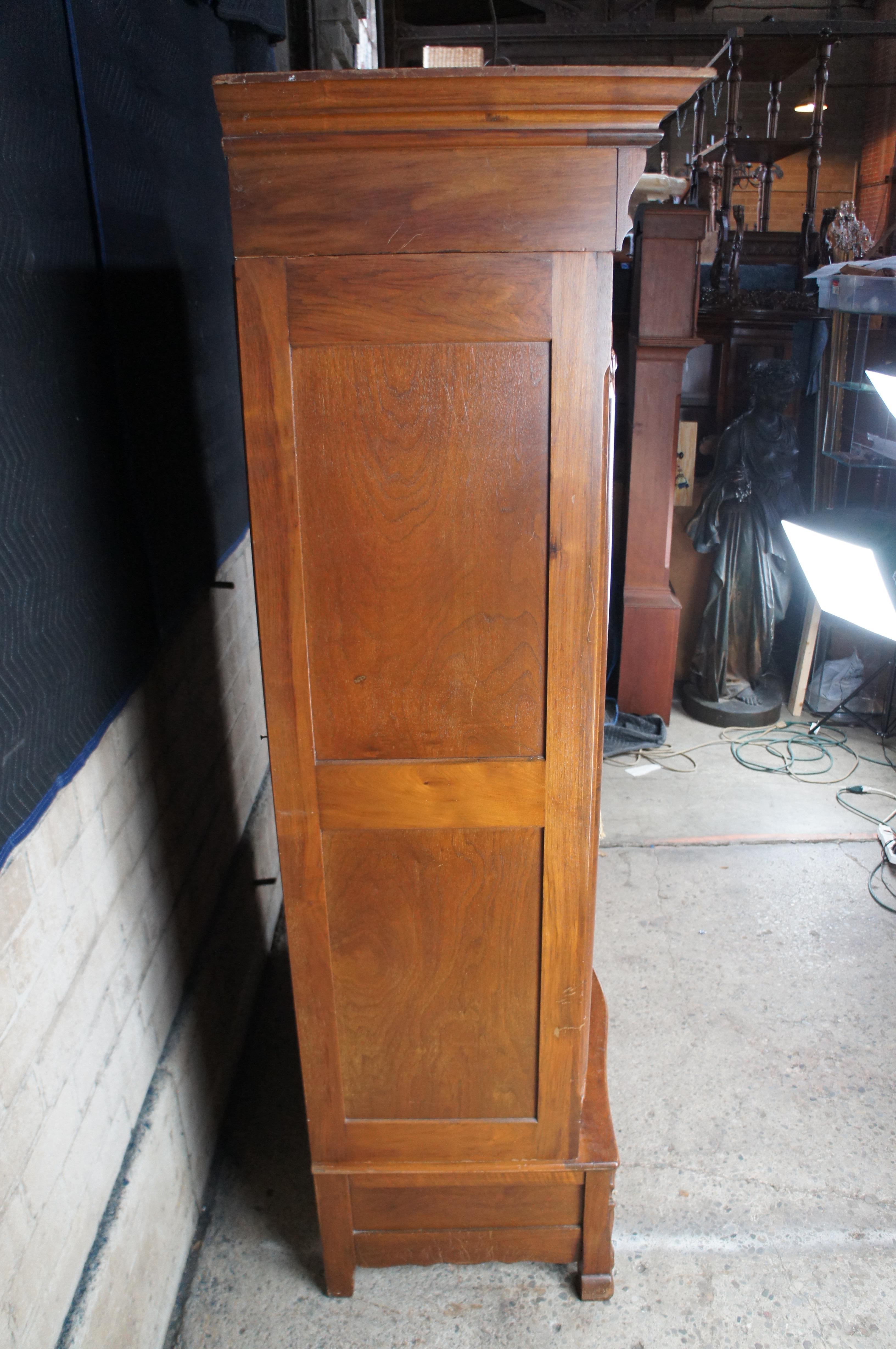 Antique 19th C. Victorian Serpentine Walnut Burl Knockdown Armoire Wardrobe 6