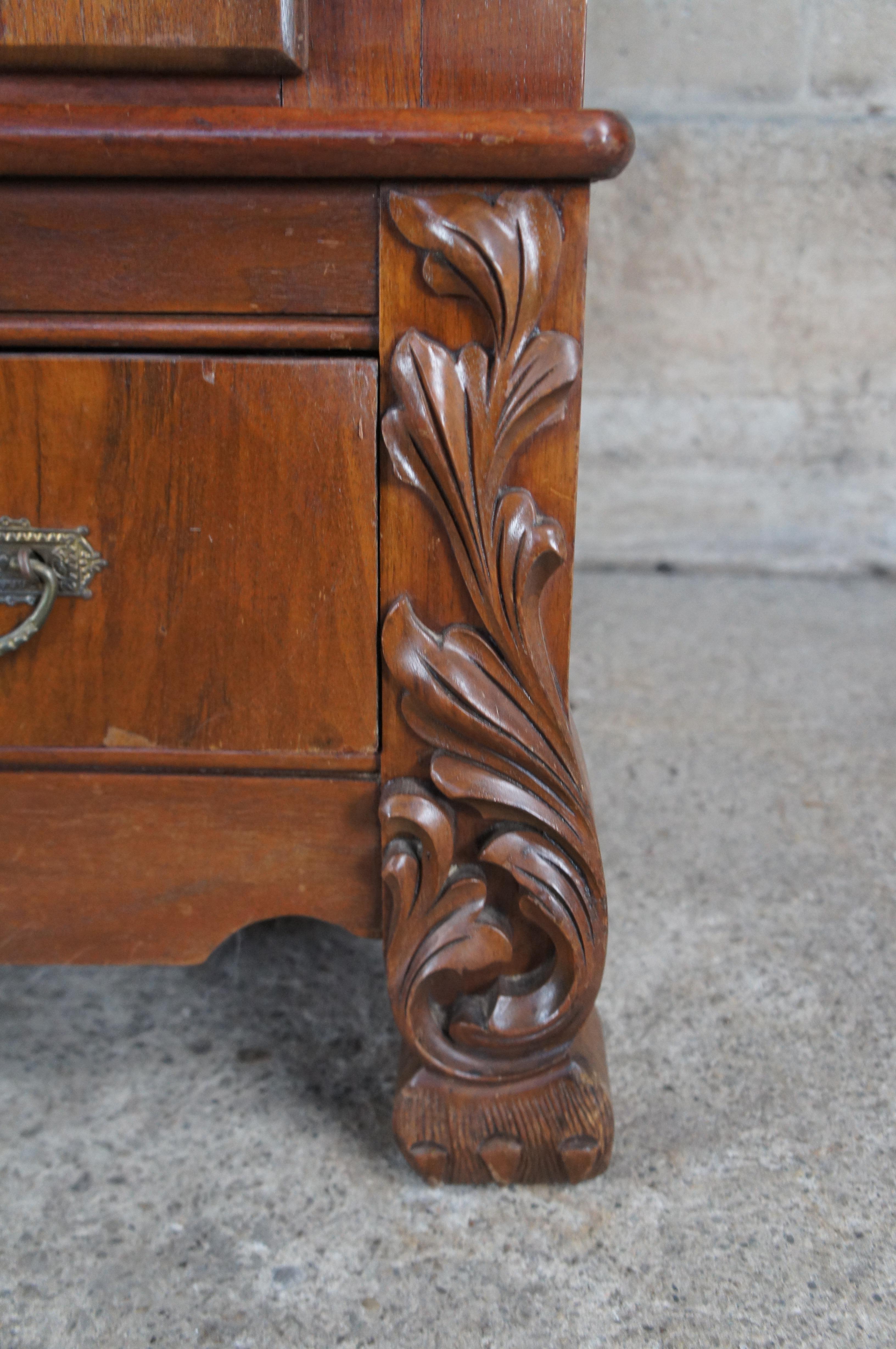 Antique 19th C. Victorian Serpentine Walnut Burl Knockdown Armoire Wardrobe 1