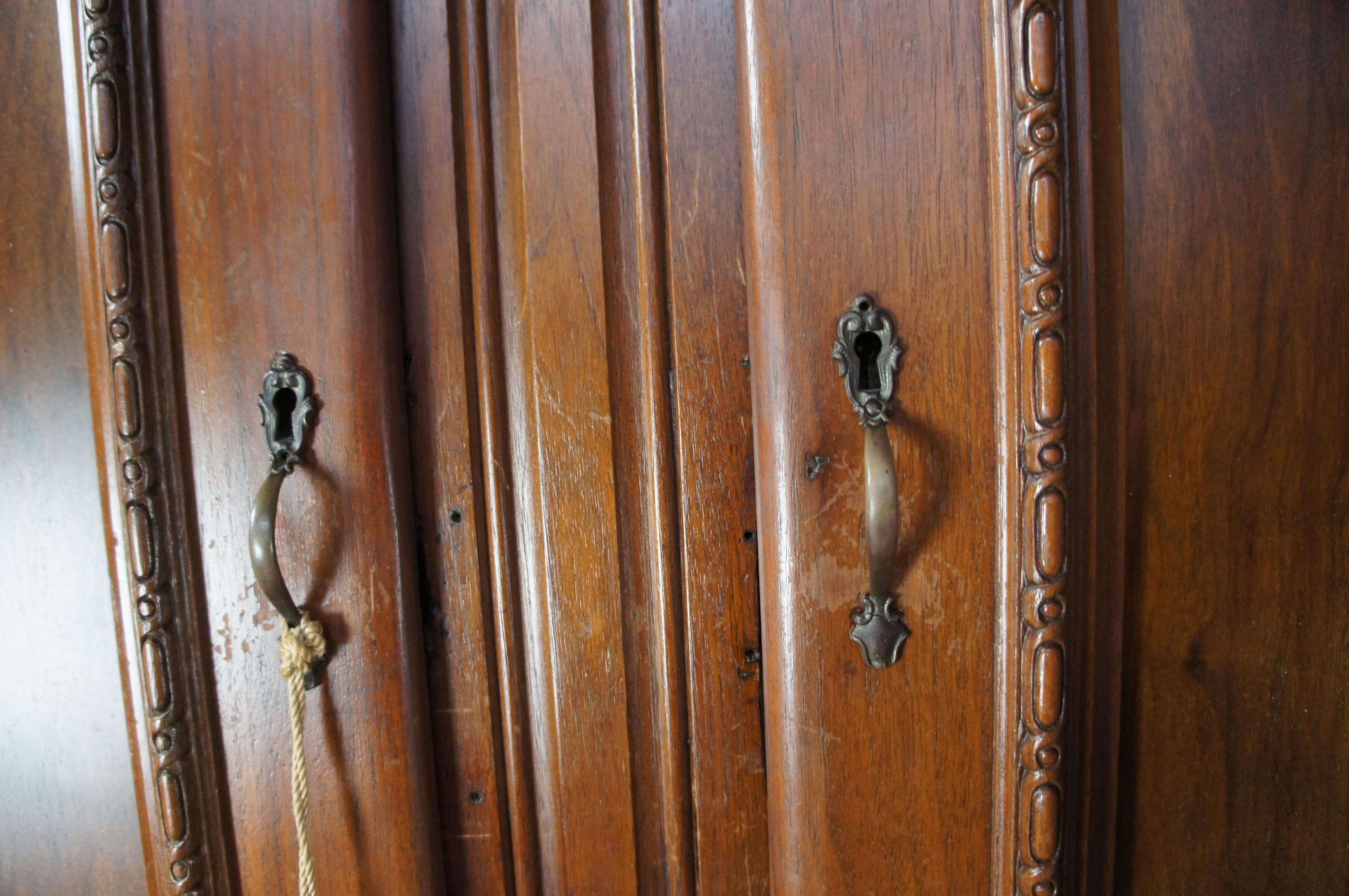 Antique 19th C. Victorian Serpentine Walnut Burl Knockdown Armoire Wardrobe 4