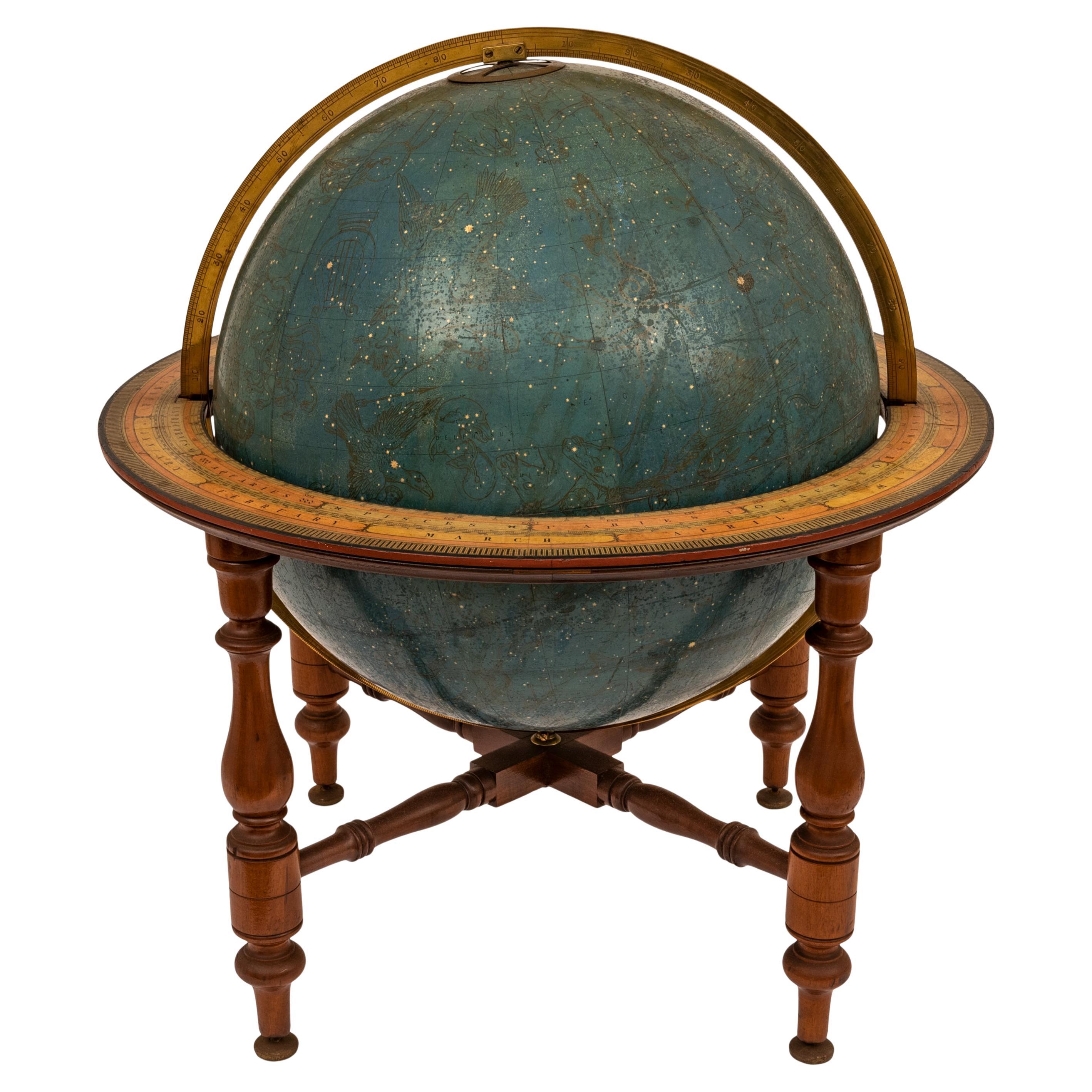 Antique 19th C. W & A K Johnston 18" Celestial Library Floor Globe Stand 1879 For Sale