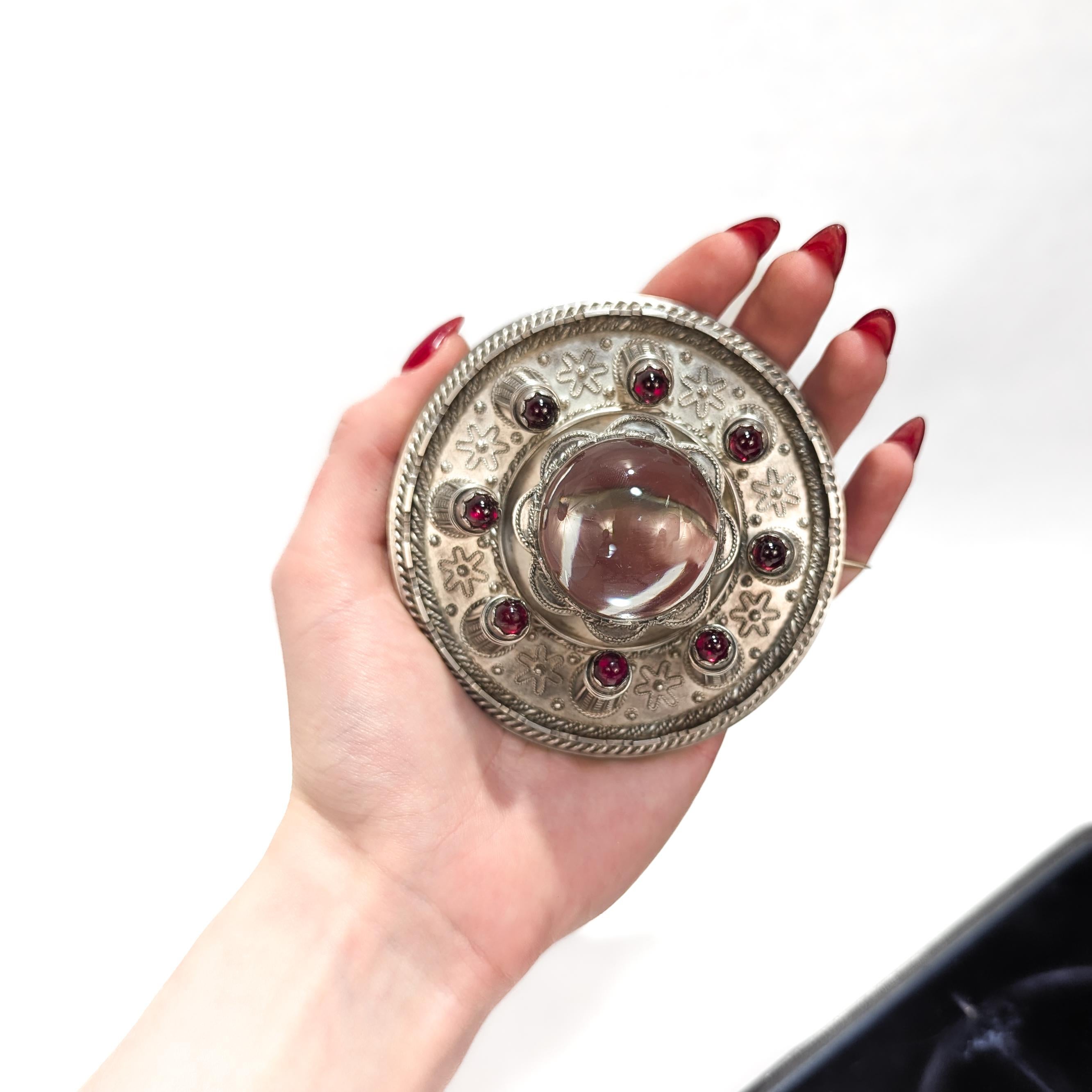 Cabochon Antique 19th C. W. Marshall & Co Scottish Sterling Silver Brooch of Lorn Replica For Sale