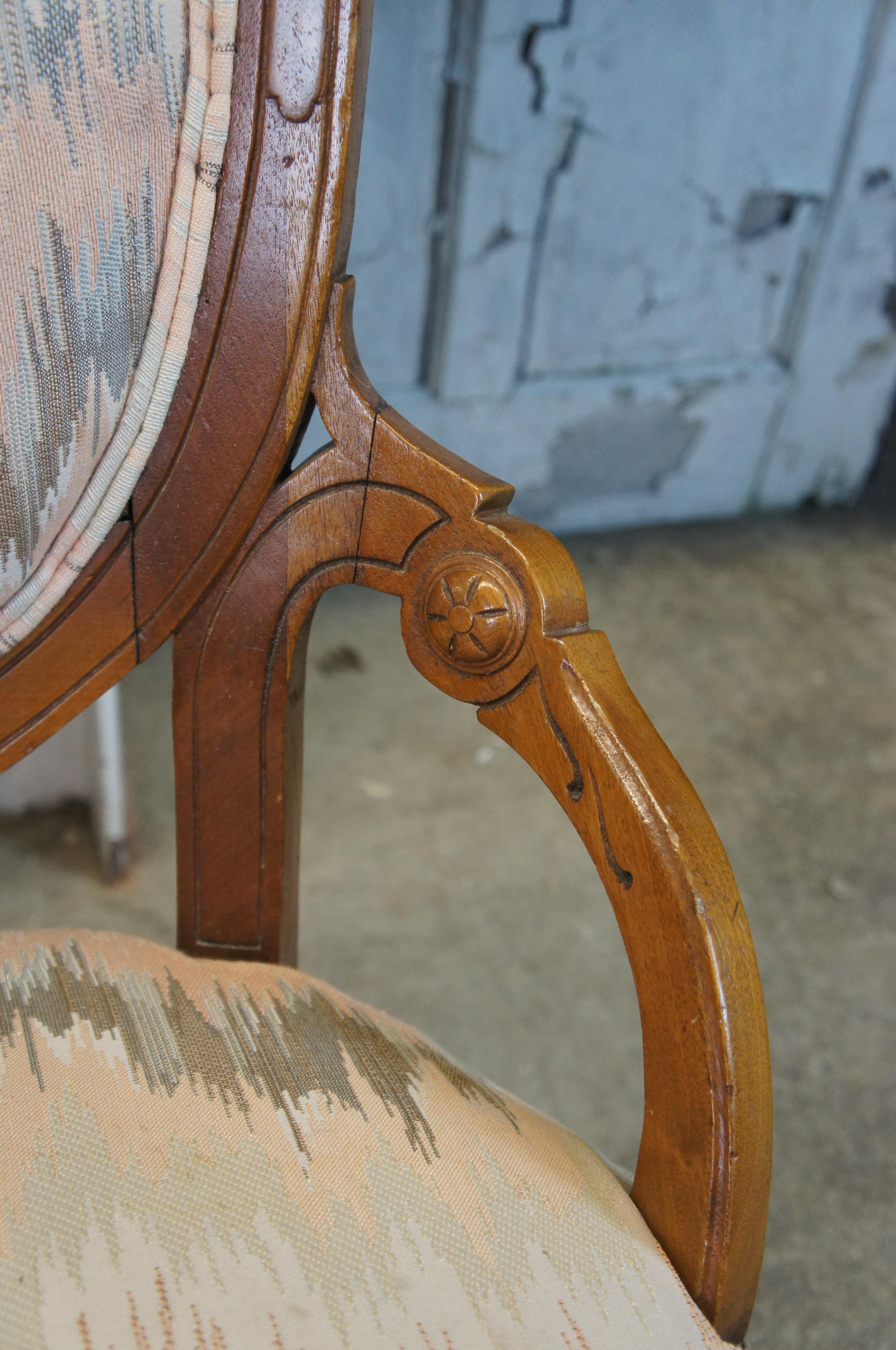 Antique 19th C. Walnut Eastlake Victorian Renaissance Revival Heart Parlor Chair 5