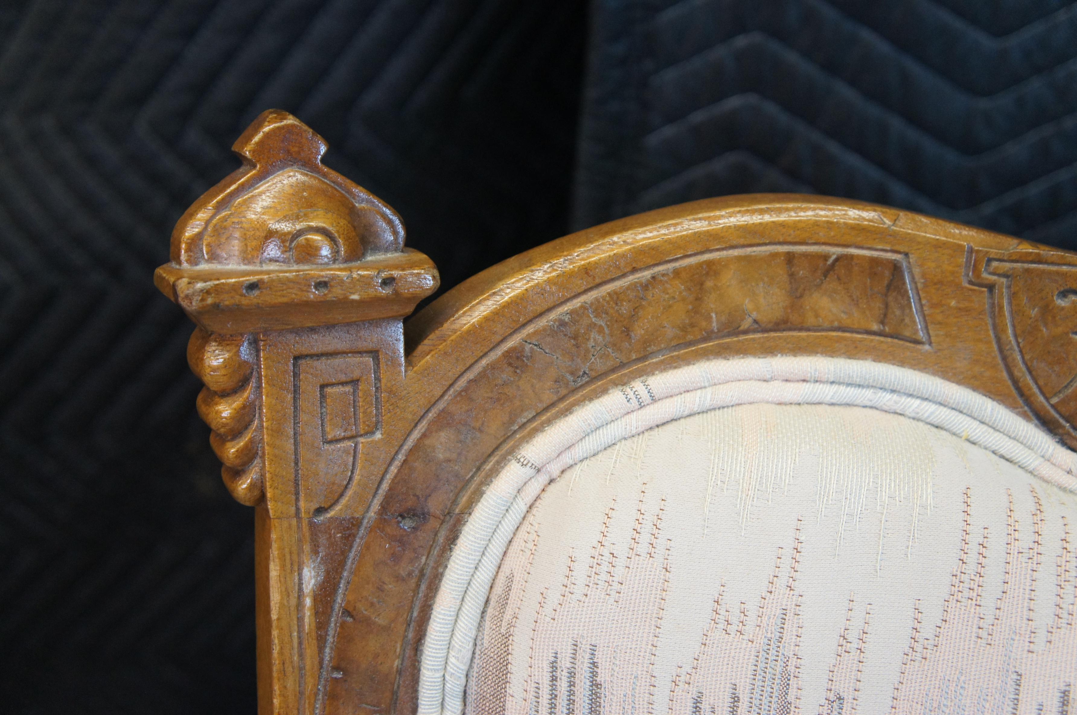 Antique 19th C. Walnut Eastlake Victorian Renaissance Revival Heart Parlor Chair 3