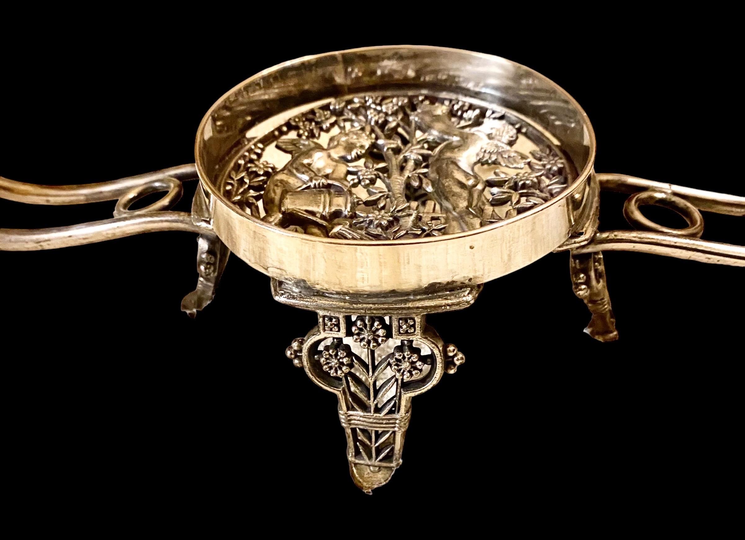 Antique 19th century Wedding Bowl with Silver Plate Holder For Sale 2