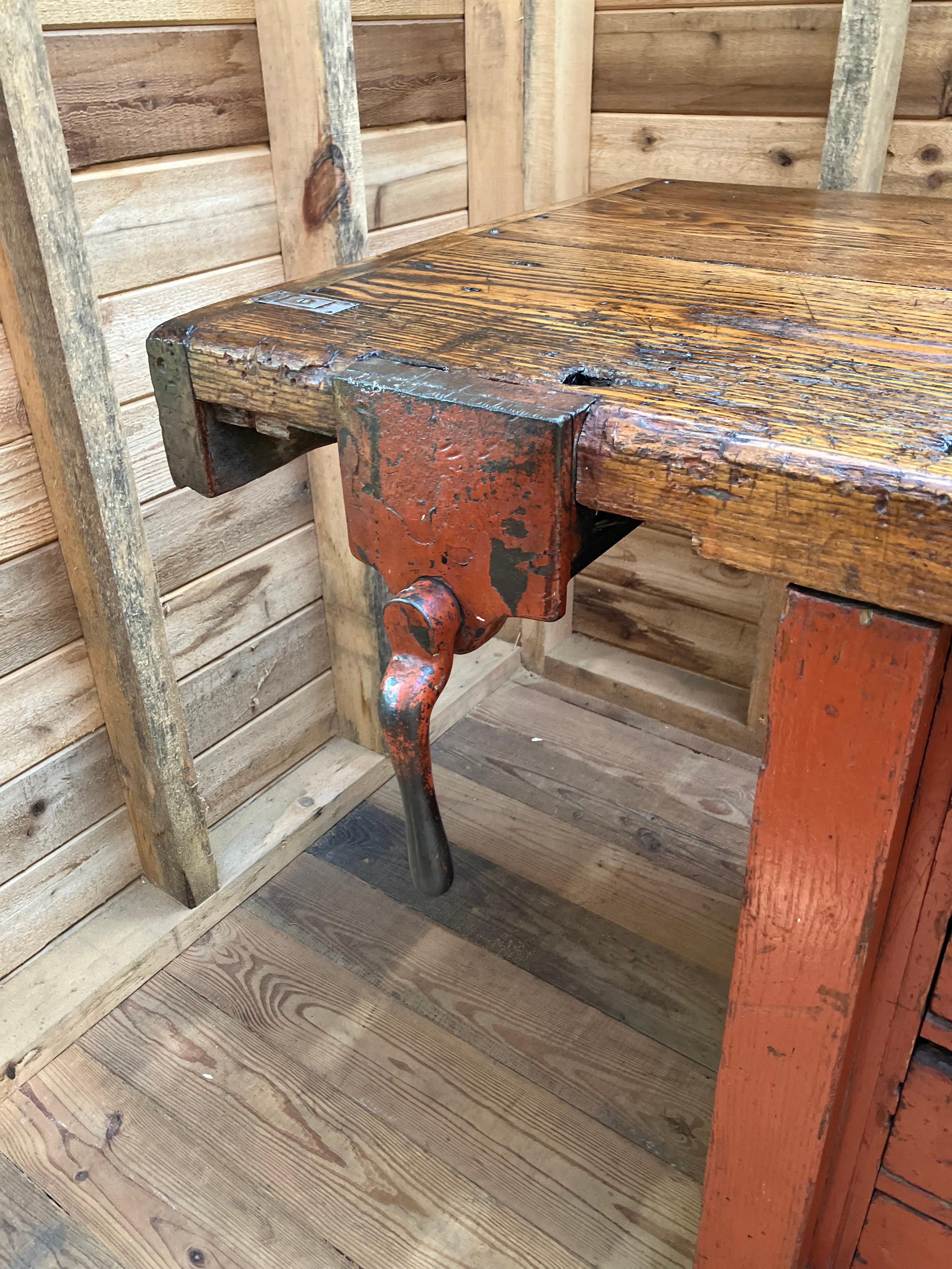 Hand-Crafted Antique 19th C Workbench For Sale