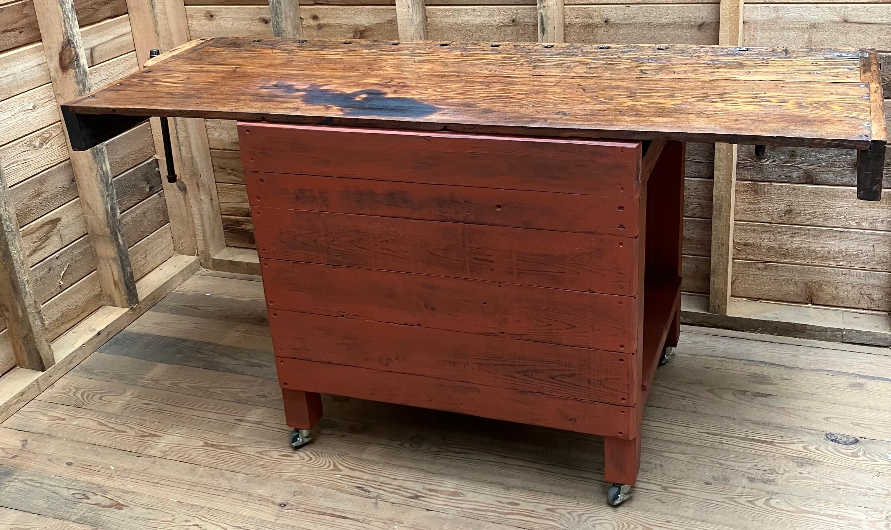Chestnut Antique 19th C Workbench For Sale