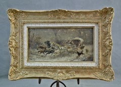 Antique 19th cen Oil Painting by Russian Artist Jwan Petowitsch Orloff Troika
