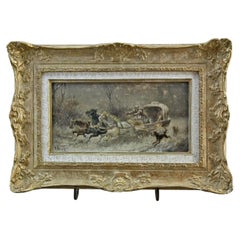 Antique 19th cen Oil Painting by Russian Artist Jwan Petowitsch Orloff Troika