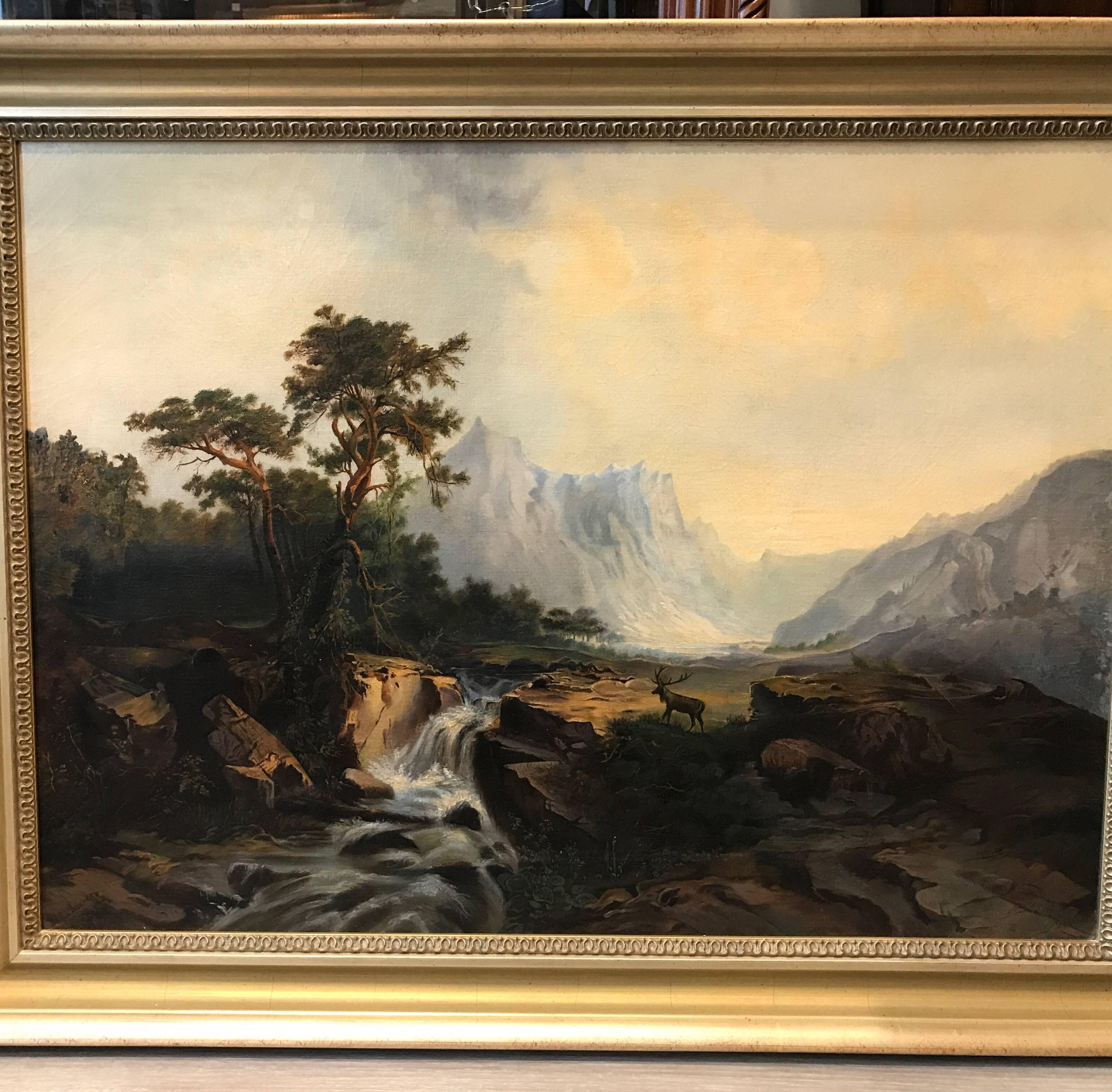 Antique 19th Century European Oil Painting on Canvas Signed M. L. Tunner, 1872 In Excellent Condition For Sale In Lambertville, NJ