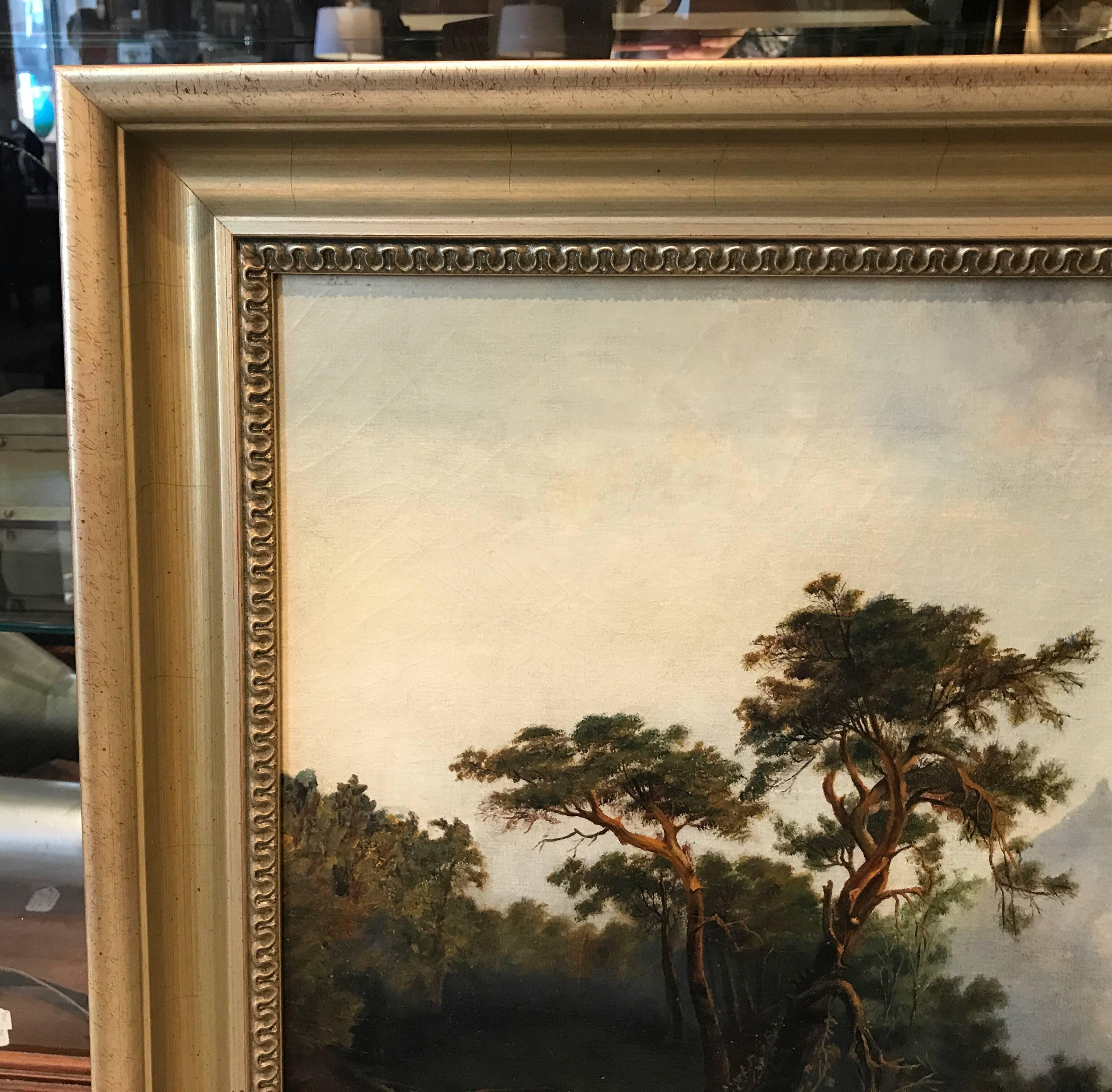 Giltwood Antique 19th Century European Oil Painting on Canvas Signed M. L. Tunner, 1872 For Sale