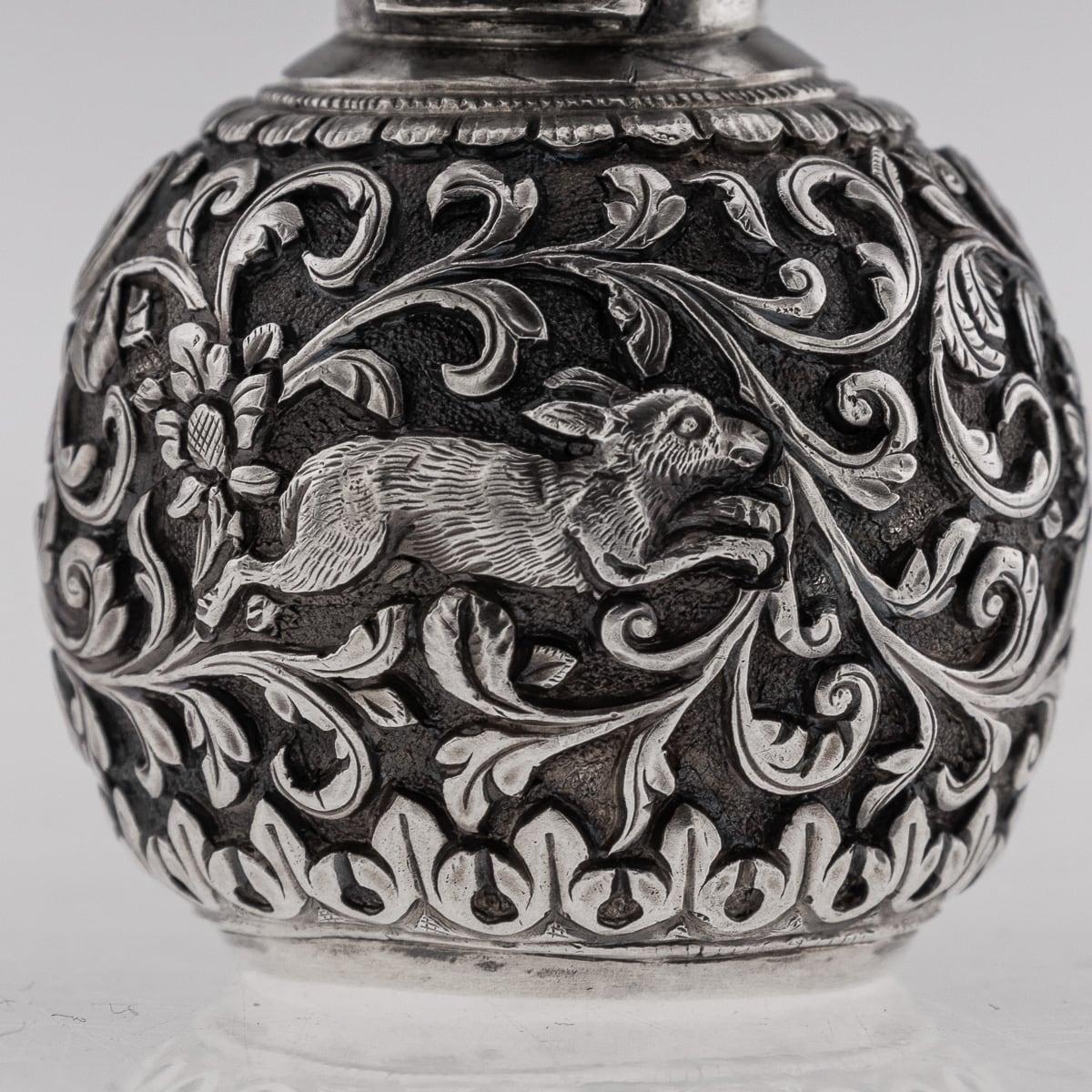 Antico flacone di profumo in argento massiccio del Kutch del XIX secolo, Oomersi Mawji c.1890 in vendita 5