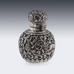 Antique 19th Centur Indian Kutch Solid Silver Scent Bottle, Oomersi Mawji c.1890
