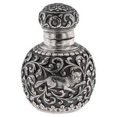Antique 19th Centur Indian Kutch Solid Silver Scent Bottle, Oomersi Mawji c.1890