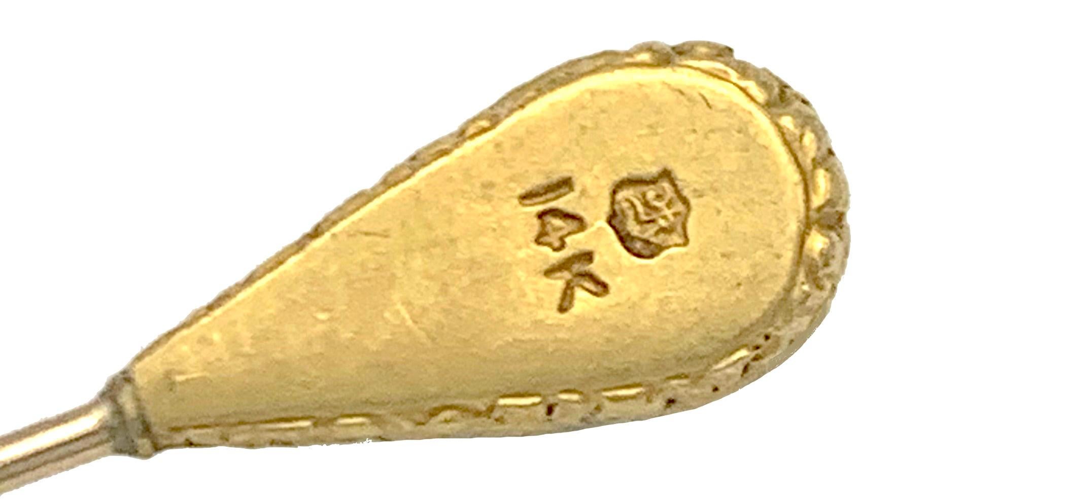 Antike 14K Gelbgold Stickpin Krawatten-Anstecknadel Perle 19. Jahrhundert  Herren im Angebot
