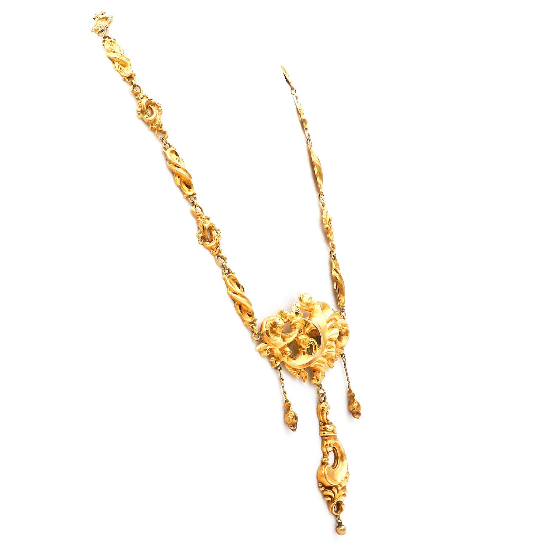 Primo vittoriano Collana antica in oro 14K del XIX secolo Biedermeier tedesco, circa 1845 in vendita