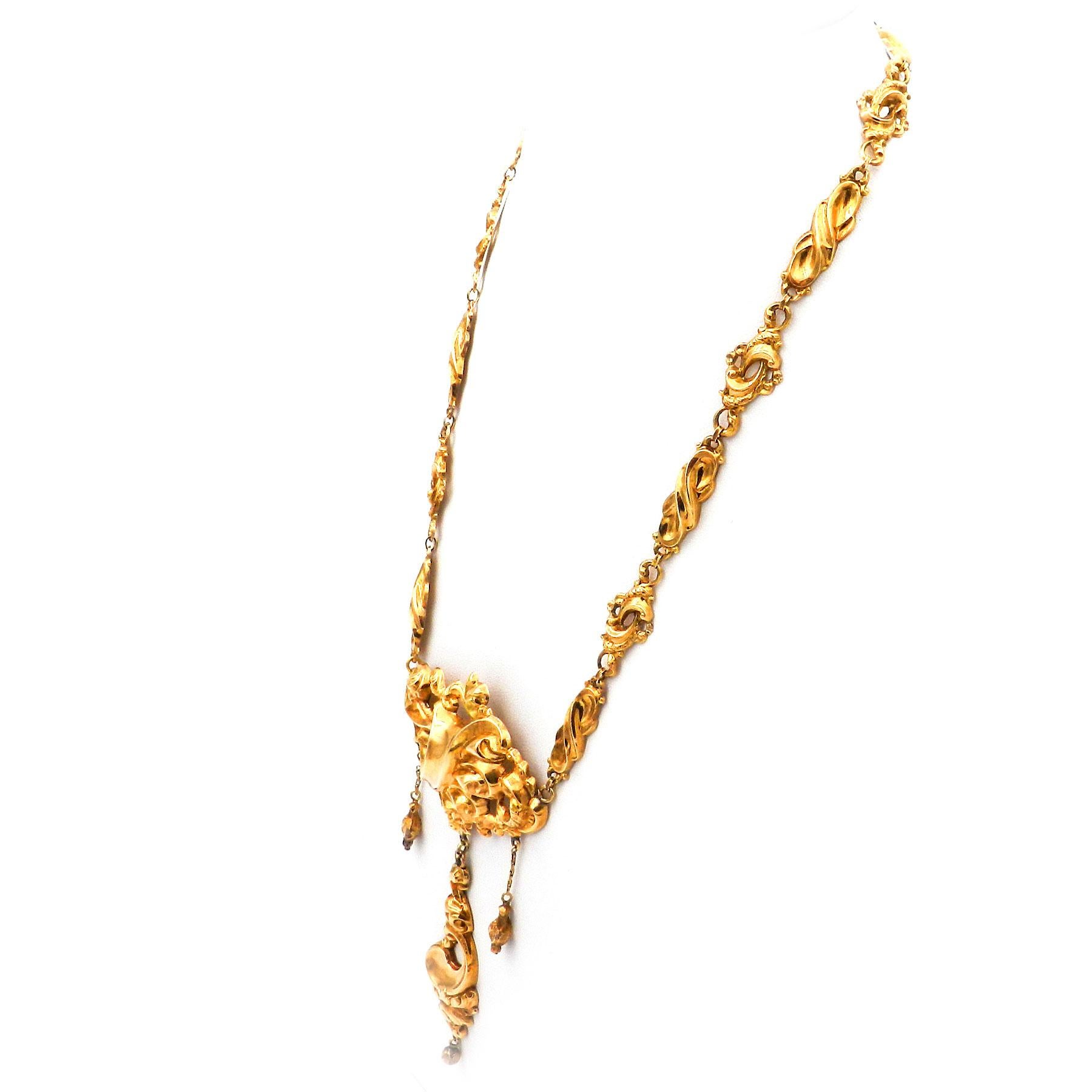 Collana antica in oro 14K del XIX secolo Biedermeier tedesco, circa 1845 In condizioni buone in vendita a Goettingen, DE
