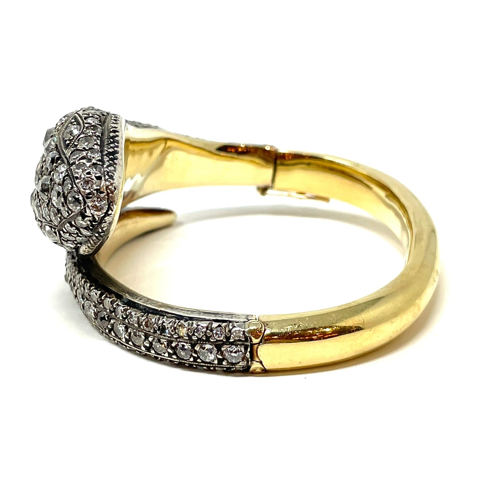 Antiker Schlangenarmreif aus 14 Karat Gold, Silber und Diamanten aus dem 19. Jahrhundert (Viktorianisch)