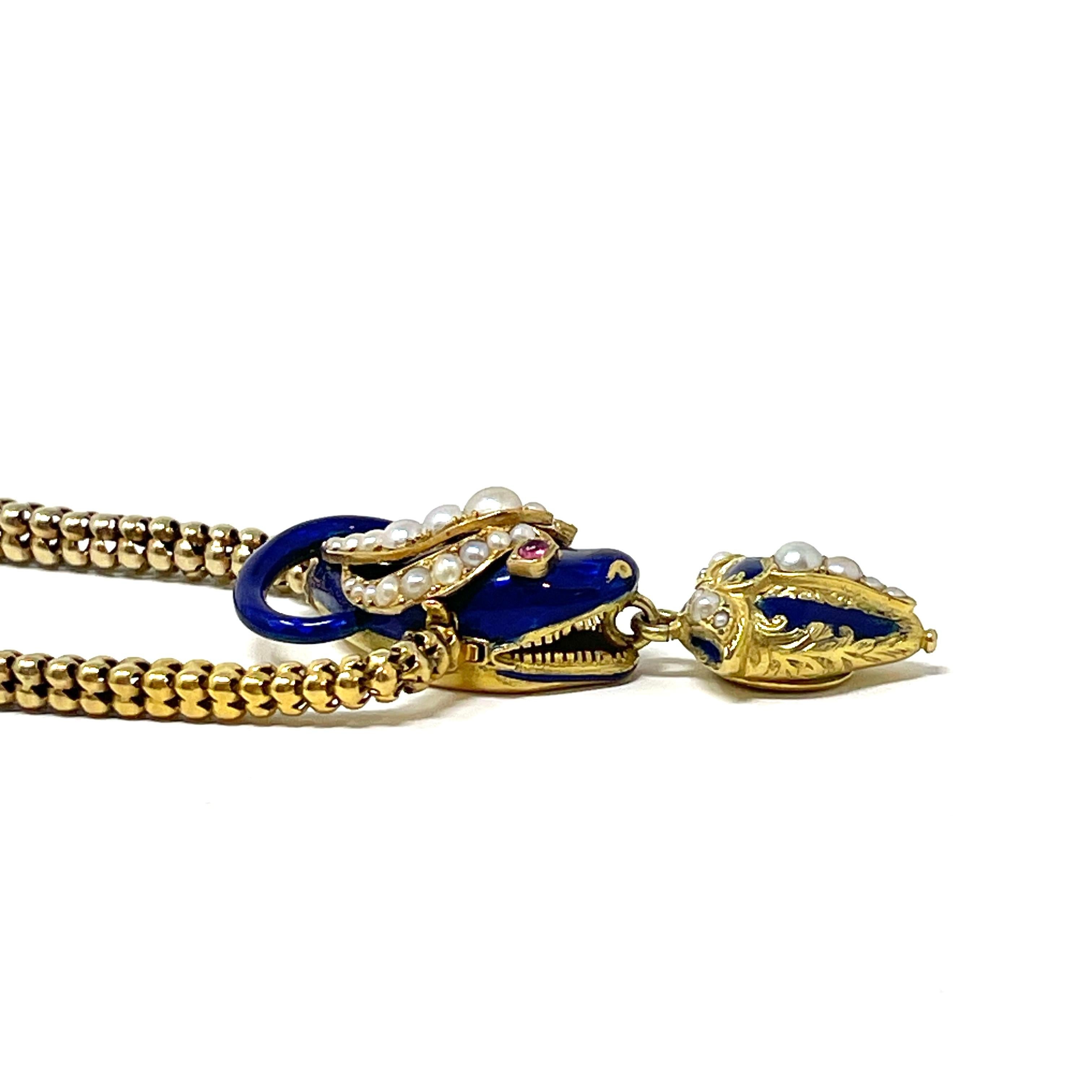 Collana a serpente in oro e smalto del XIX secolo in vendita 2