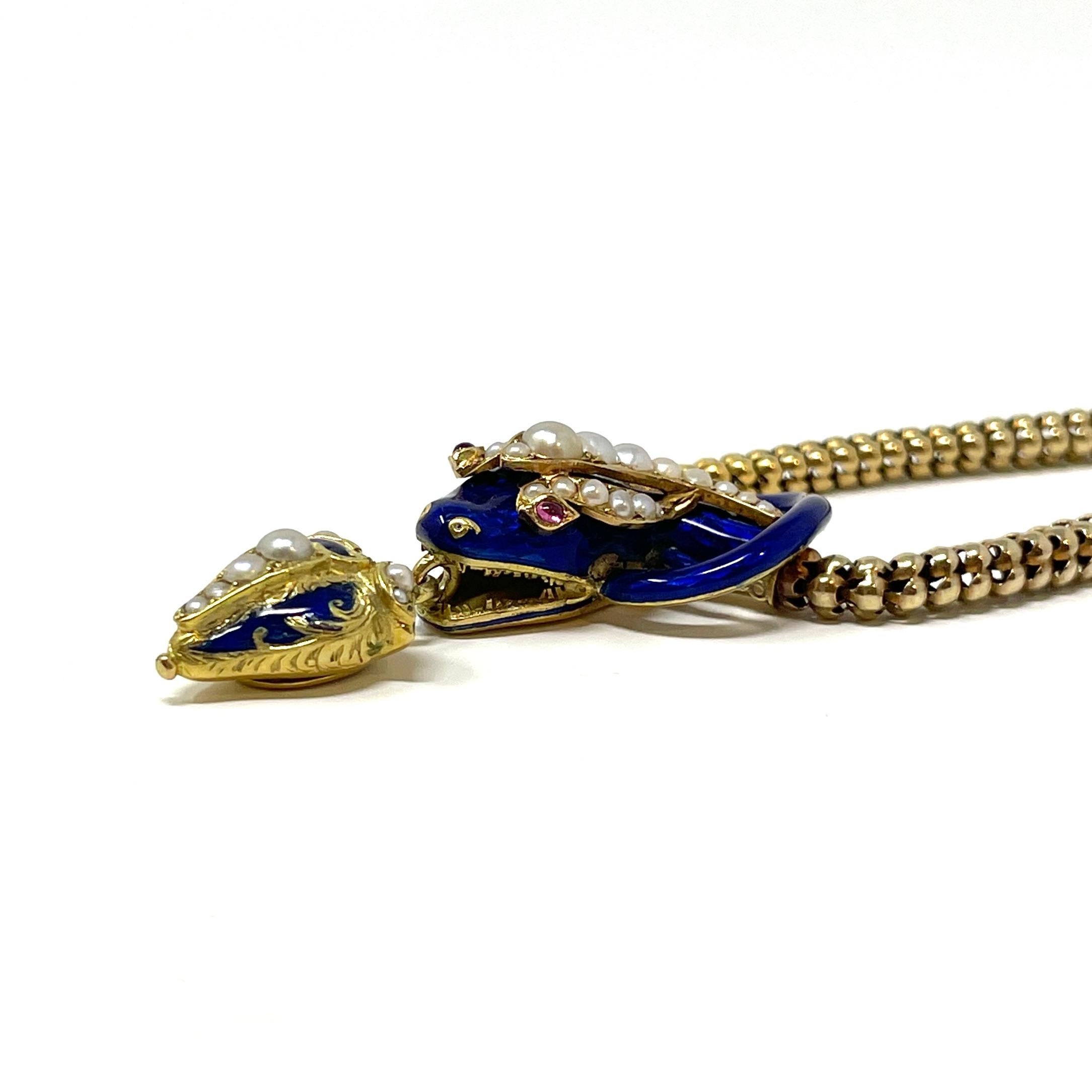 Collana a serpente in oro e smalto del XIX secolo in vendita 3
