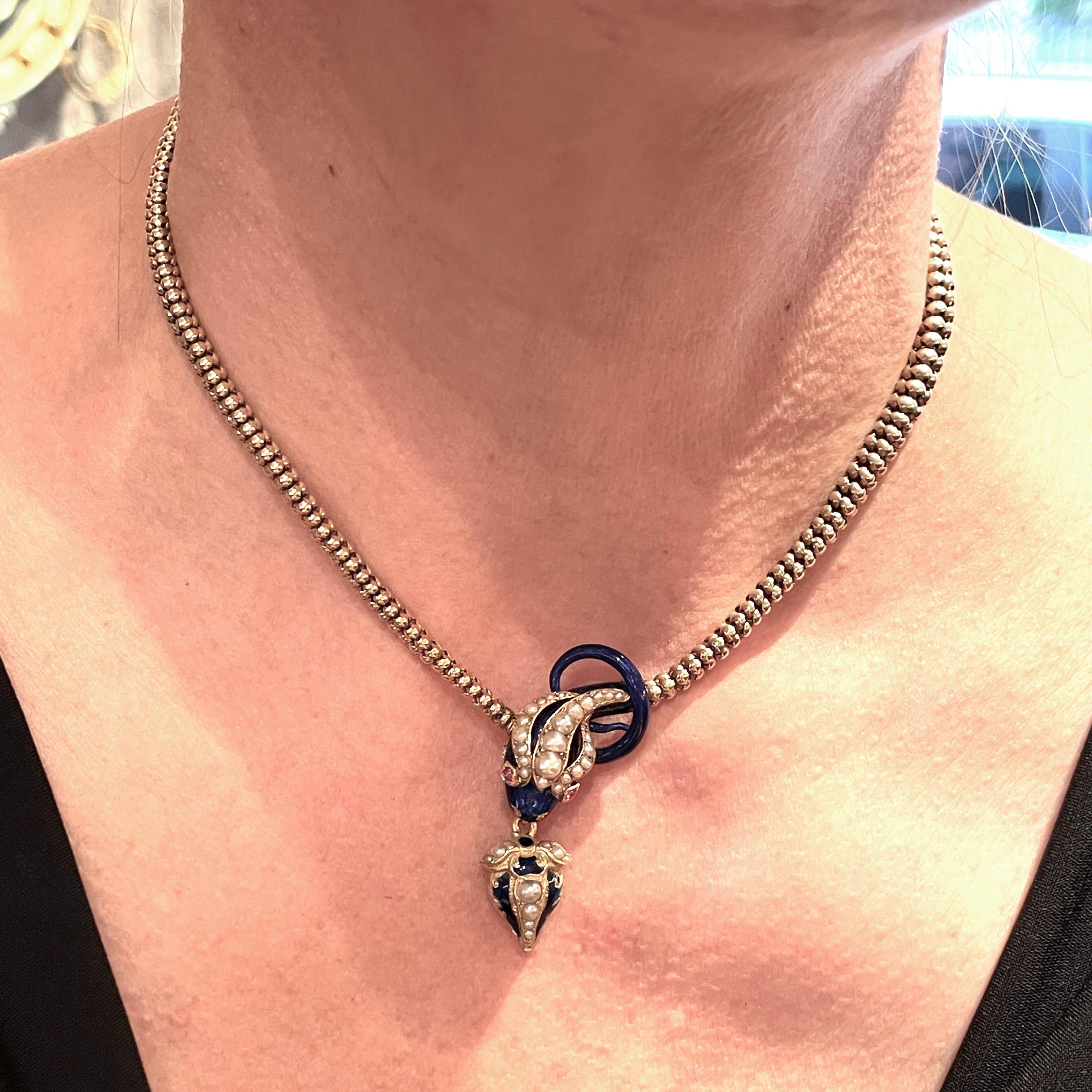Collana a serpente in oro e smalto del XIX secolo in vendita 4